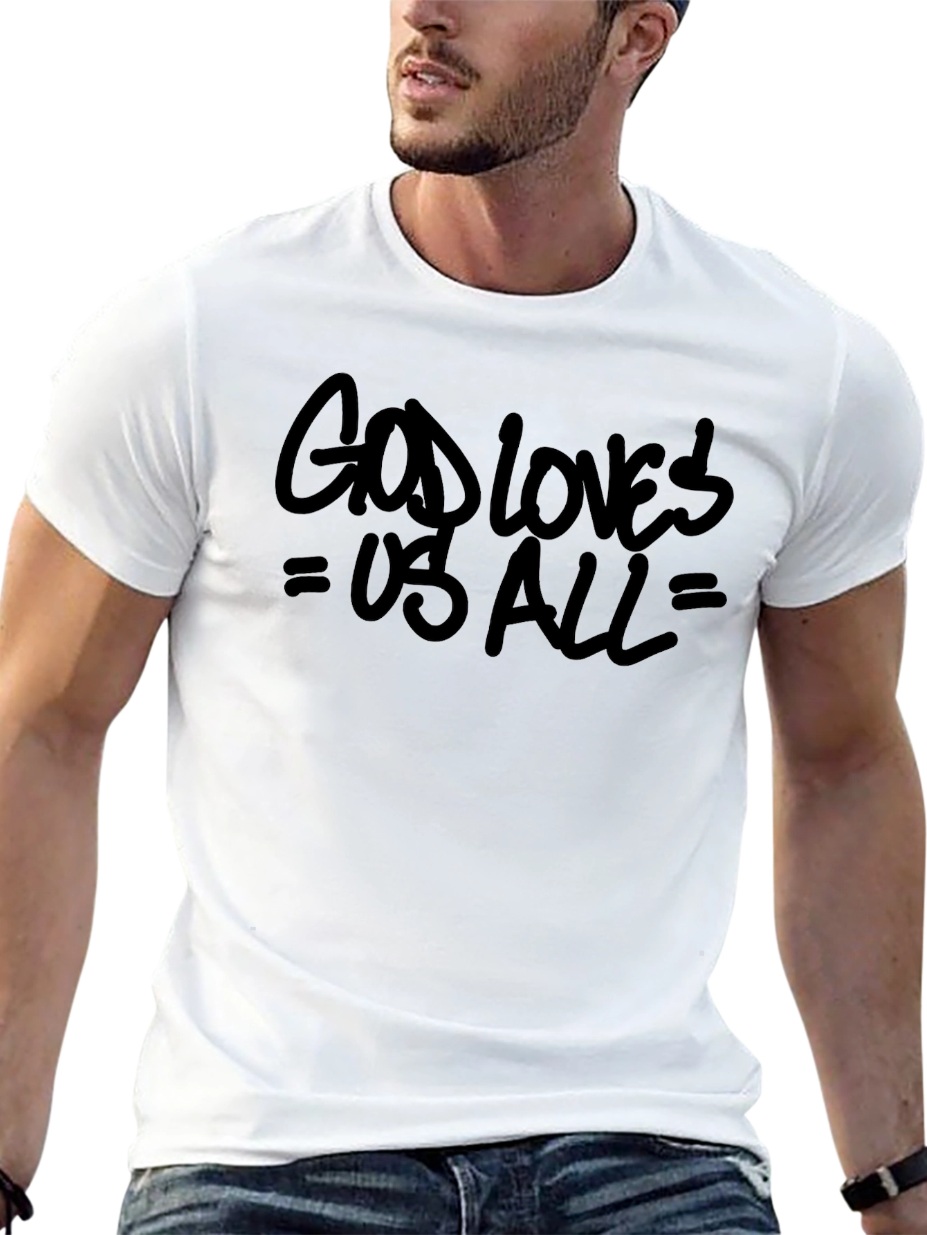 God Loves Us All Graphic Tee - Black
