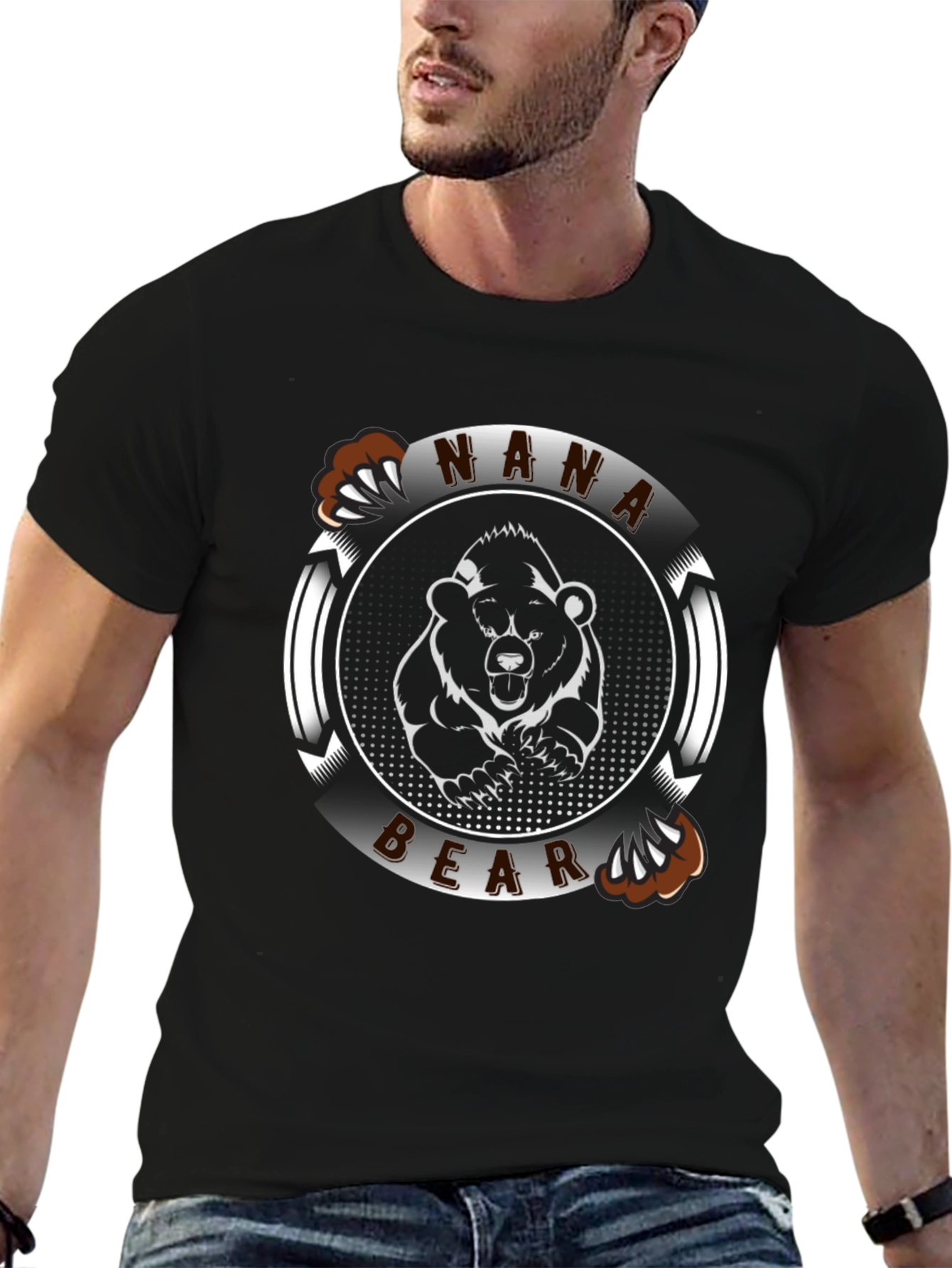 Nana Bear Graphic T-Shirt - Black Cotton Tee