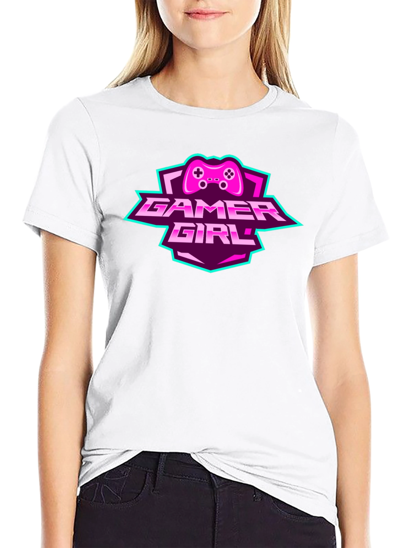 Gamer Girl Graphic Tee - Black Cotton T-Shirt