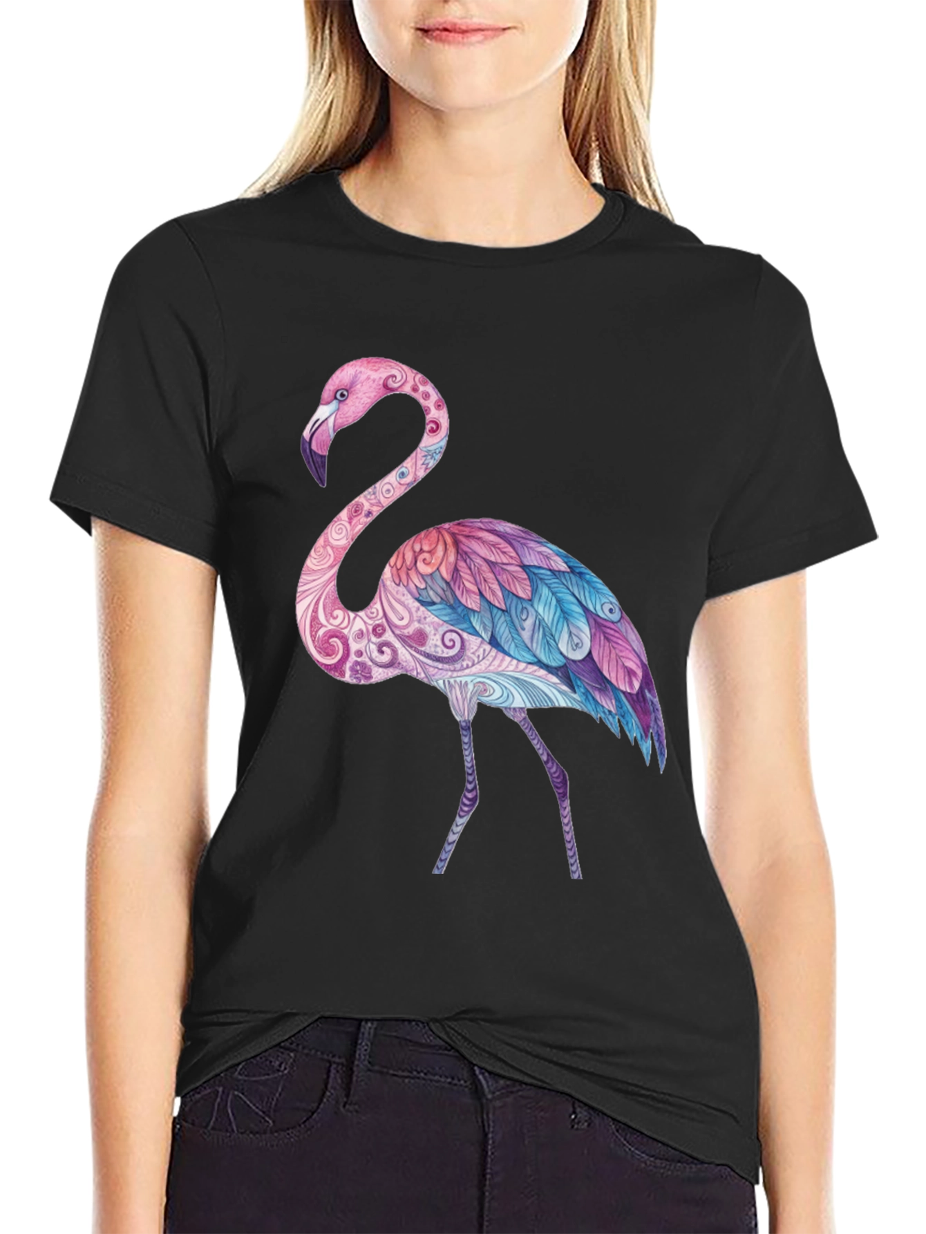 Flamingo Graphic Black T-Shirt