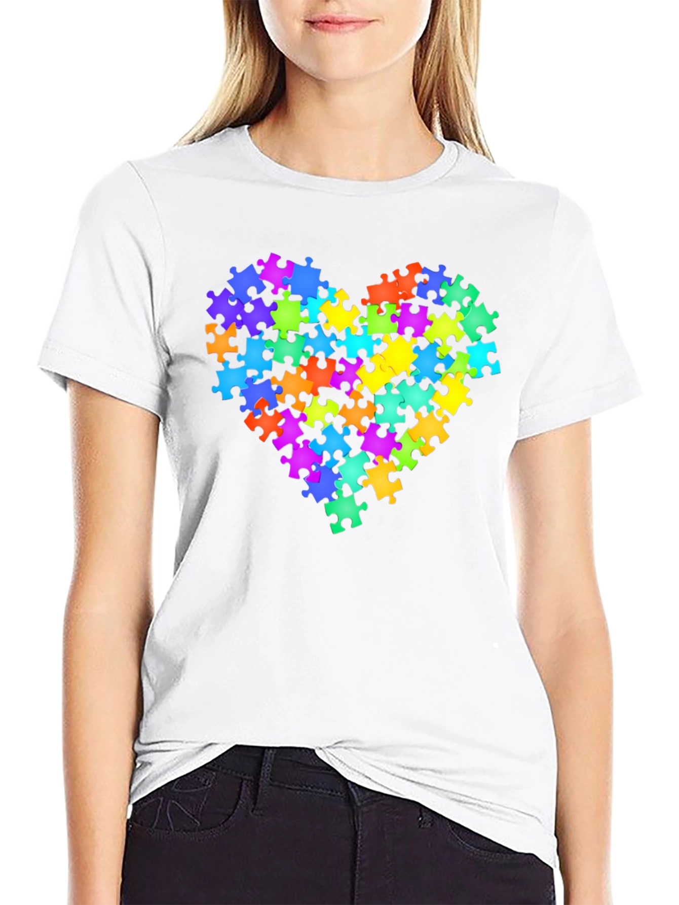 Autism Awareness Puzzle Piece Heart Graphic Tee
