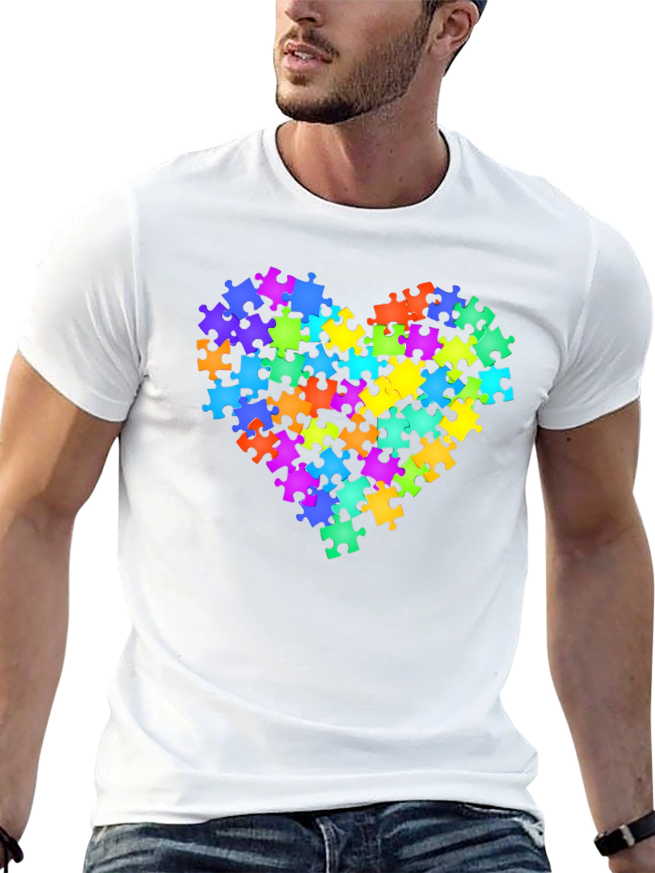 Autism Awareness Puzzle Piece Heart Graphic Tee