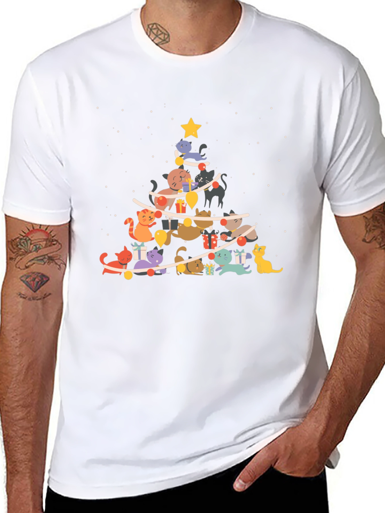 Festive Cat Christmas Tree T-Shirt