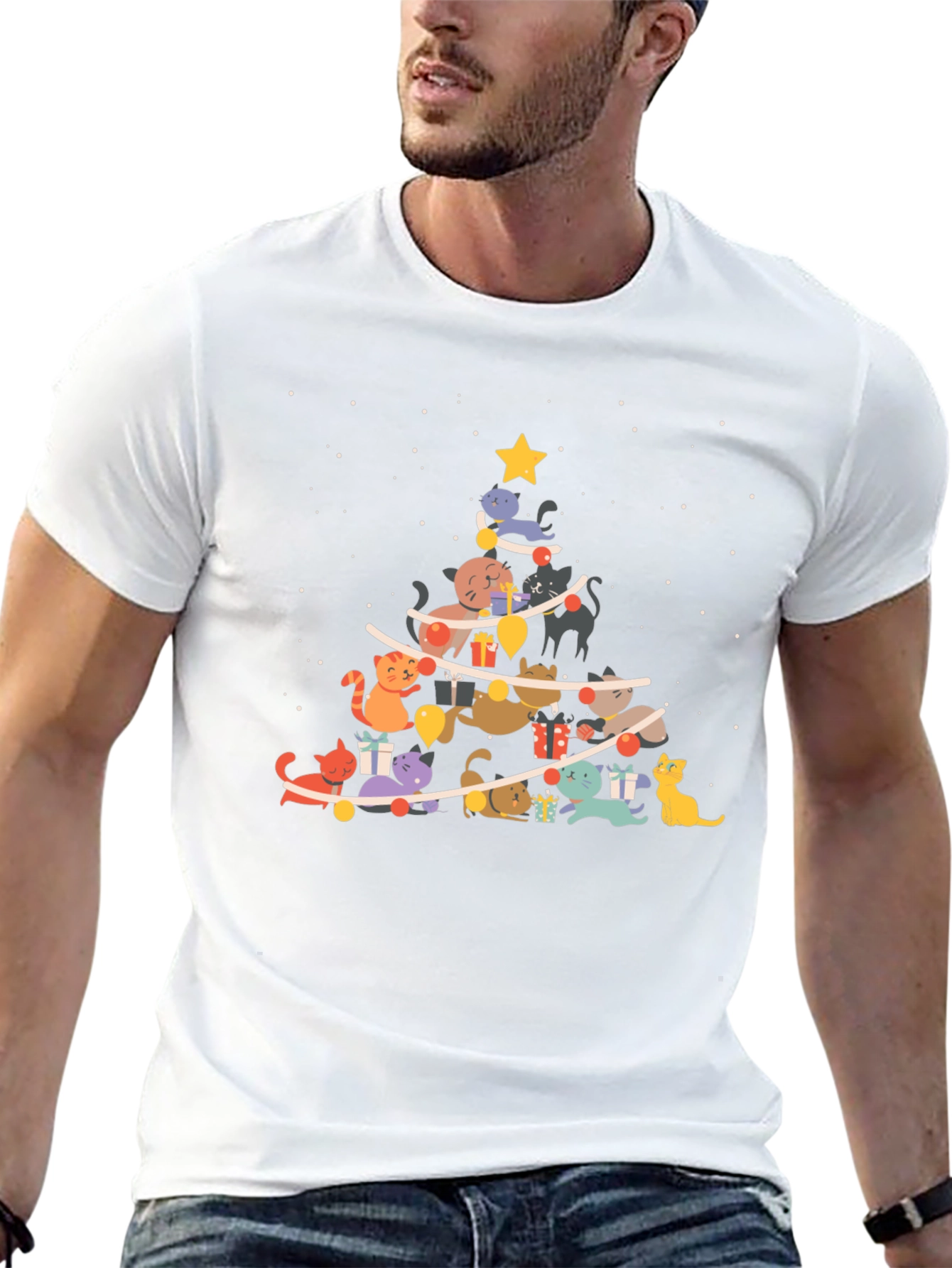 Festive Cat Christmas Tree T-Shirt