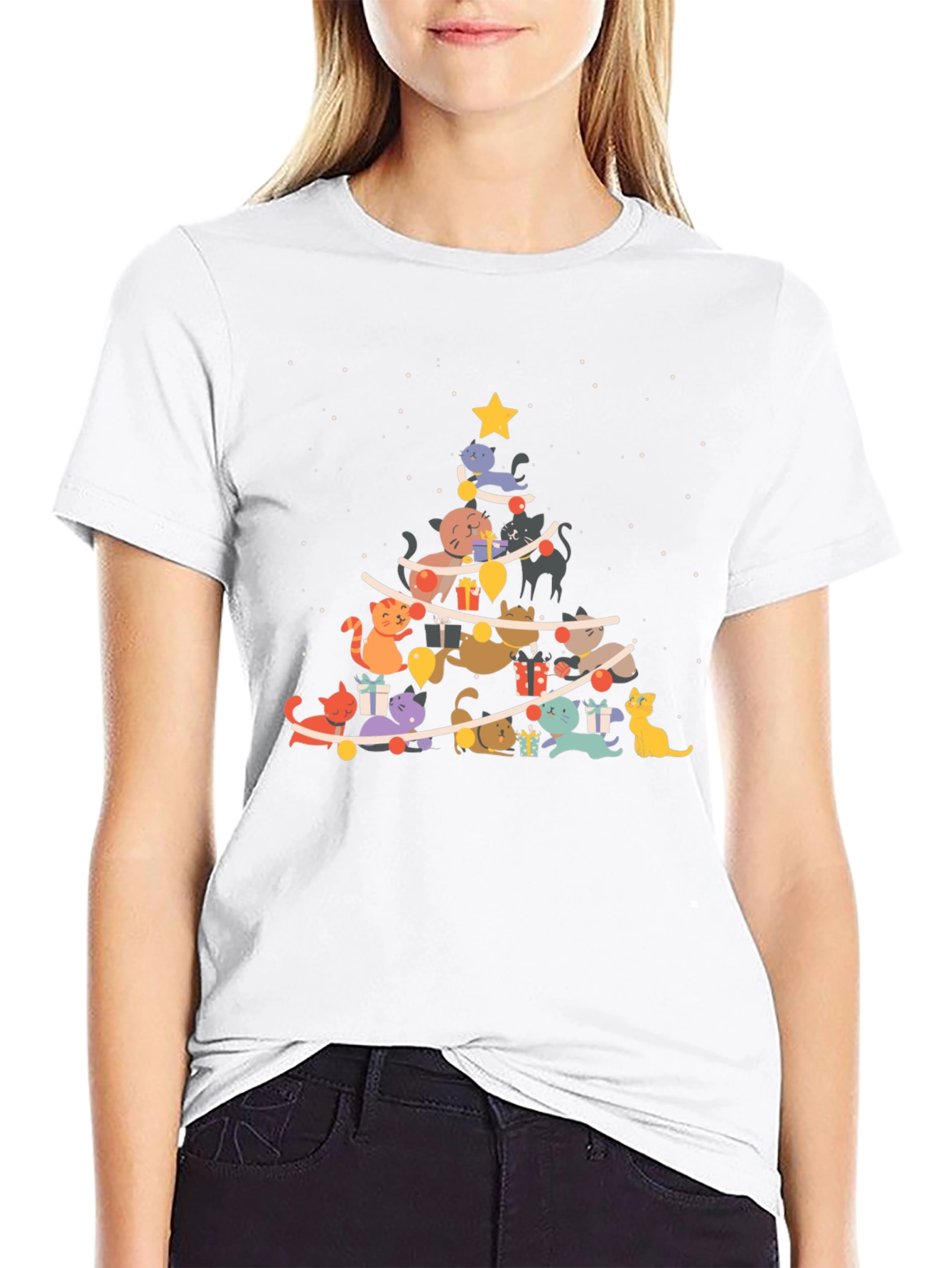 Festive Cat Christmas Tree T-Shirt