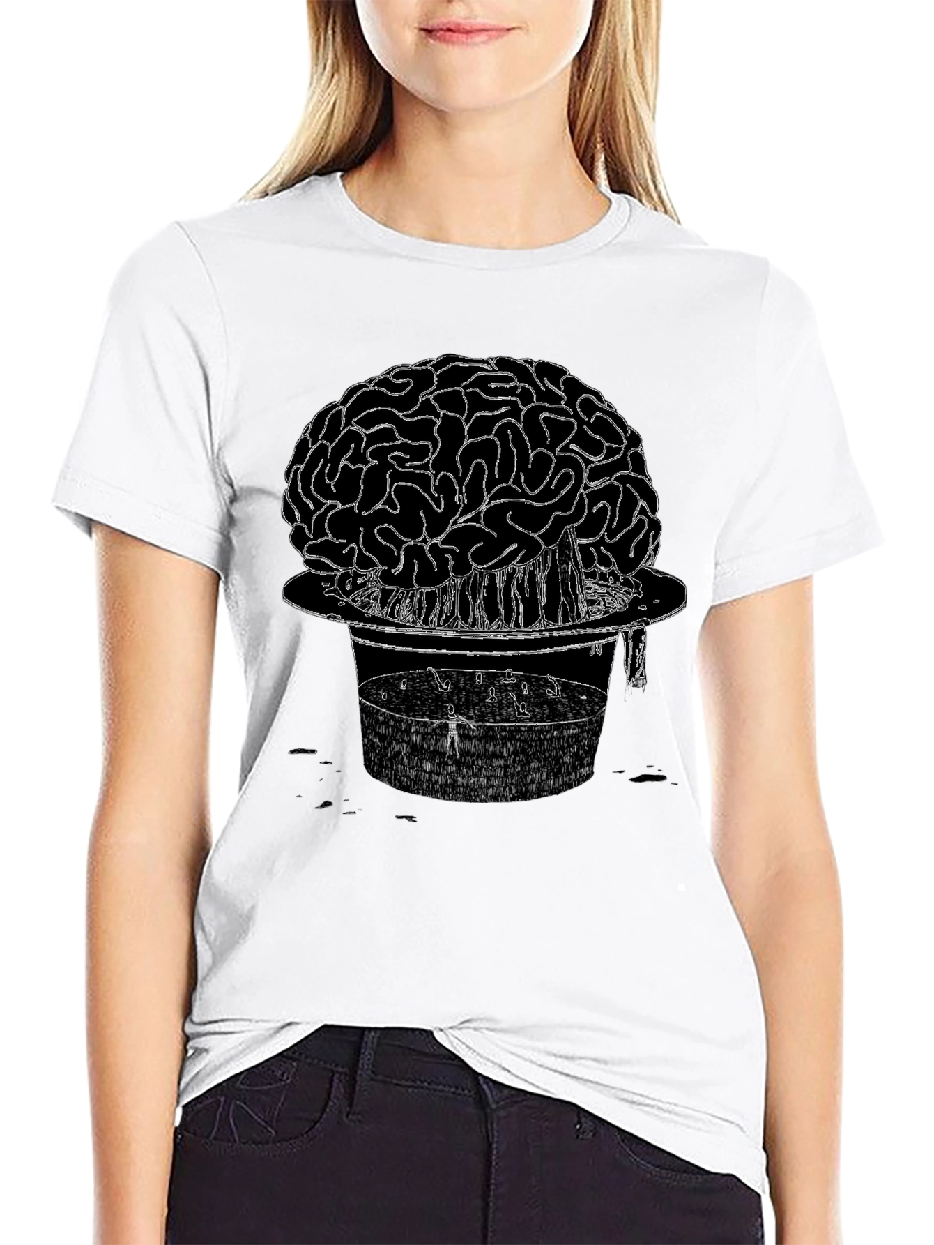 Brain & Hat Graphic T-Shirt - Unique Design Tee