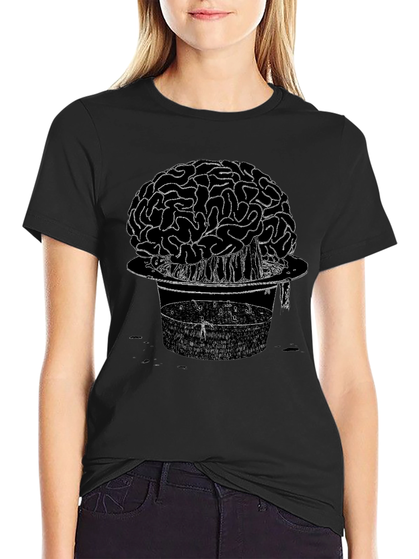Brain & Hat Graphic T-Shirt - Unique Design Tee