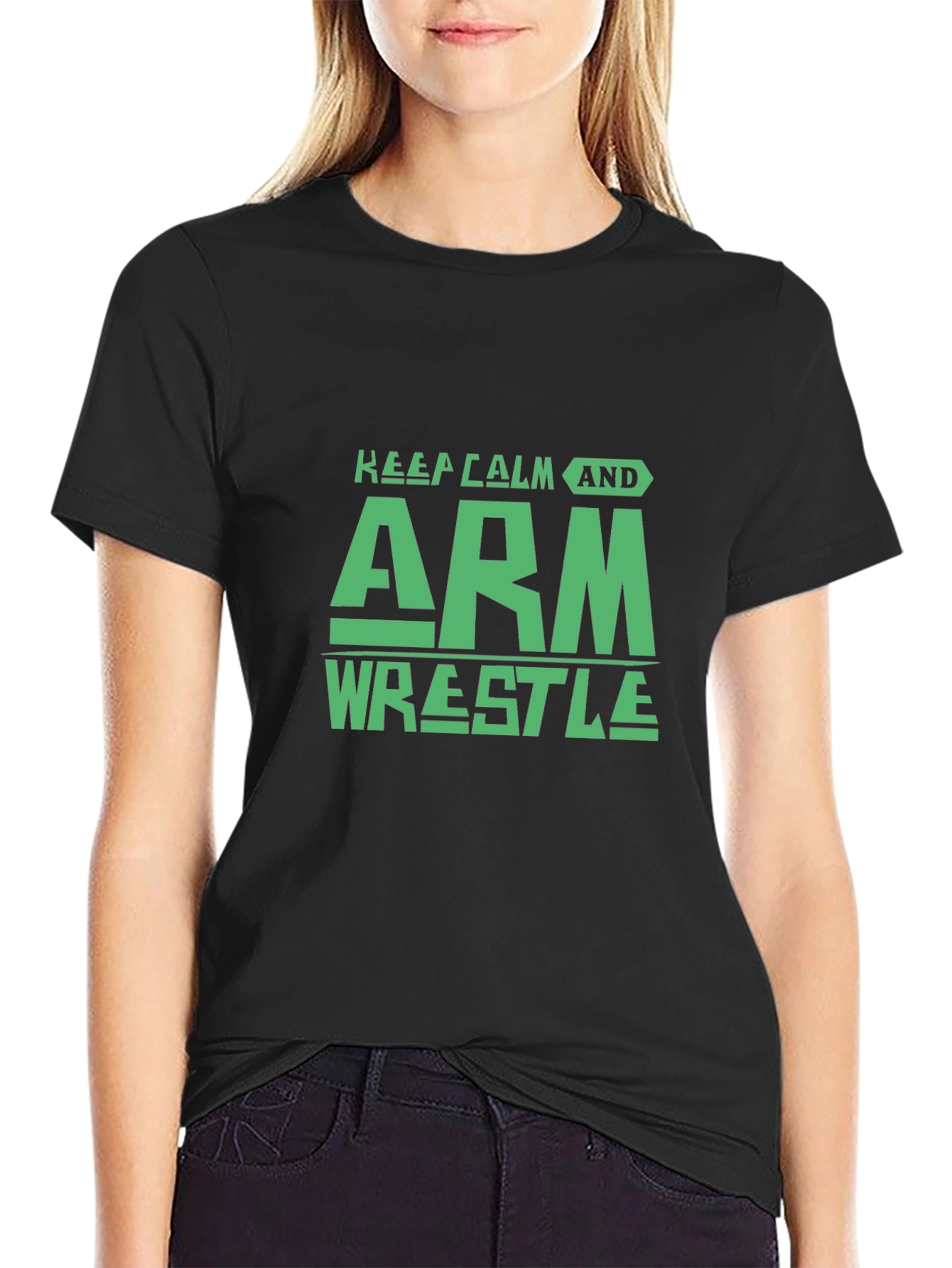 Keep Calm Arm Wrestle T-Shirt - Black Cotton Tee