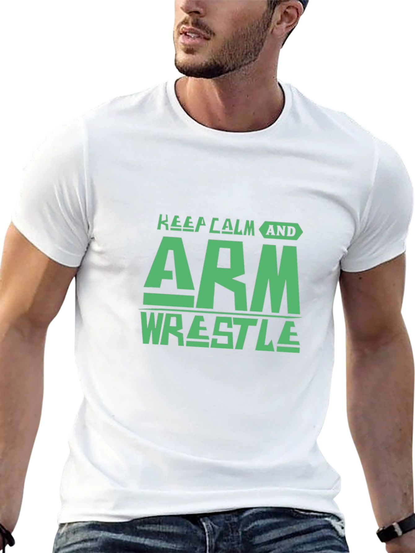 Keep Calm Arm Wrestle T-Shirt - Black Cotton Tee