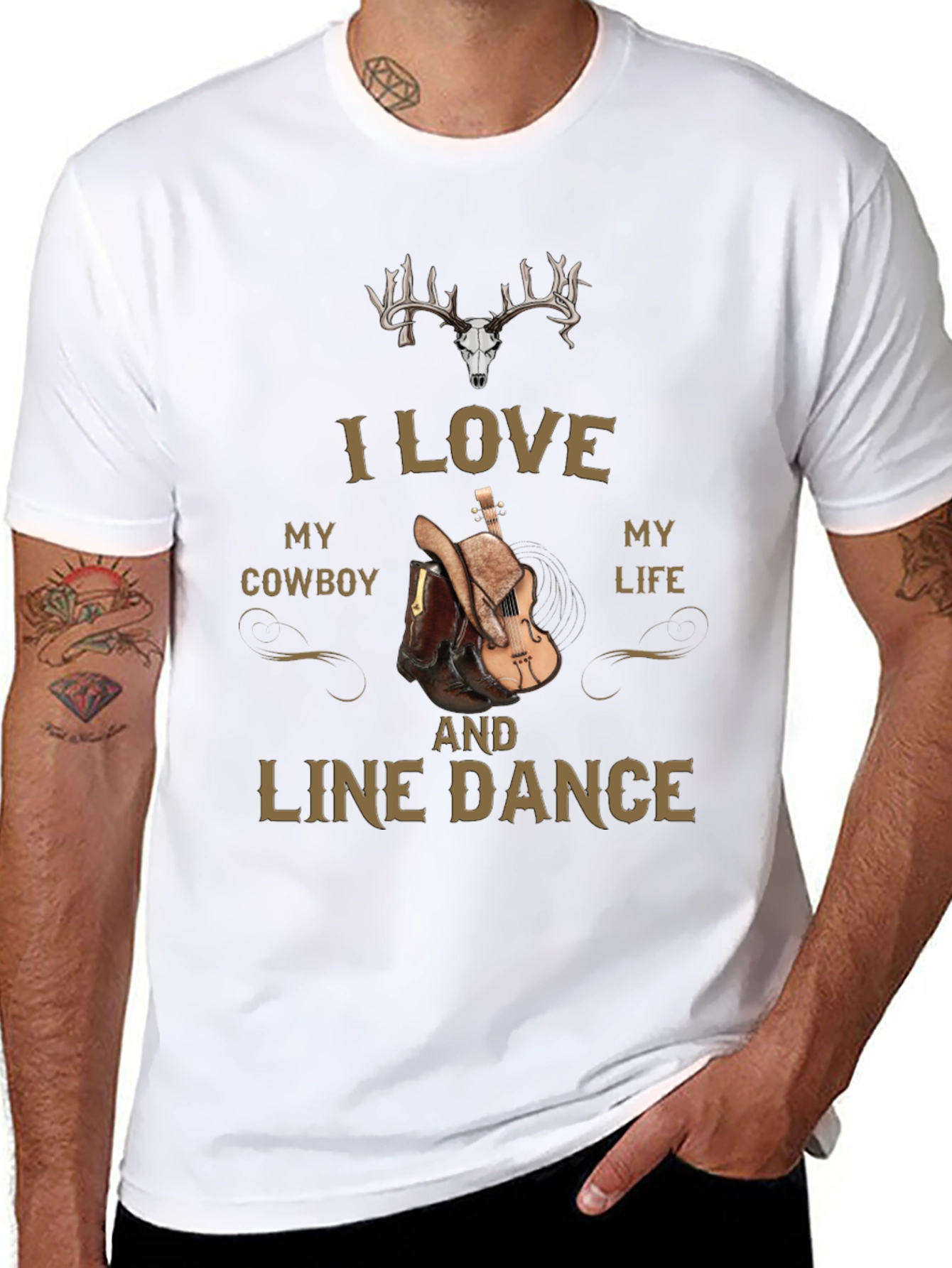 I Love My Cowboy and Line Dance Graphic Tee