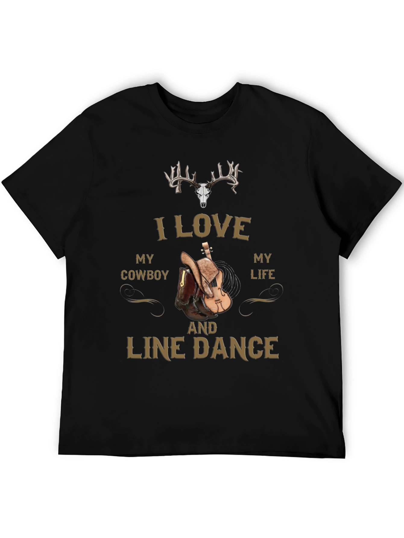 I Love My Cowboy and Line Dance Graphic Tee