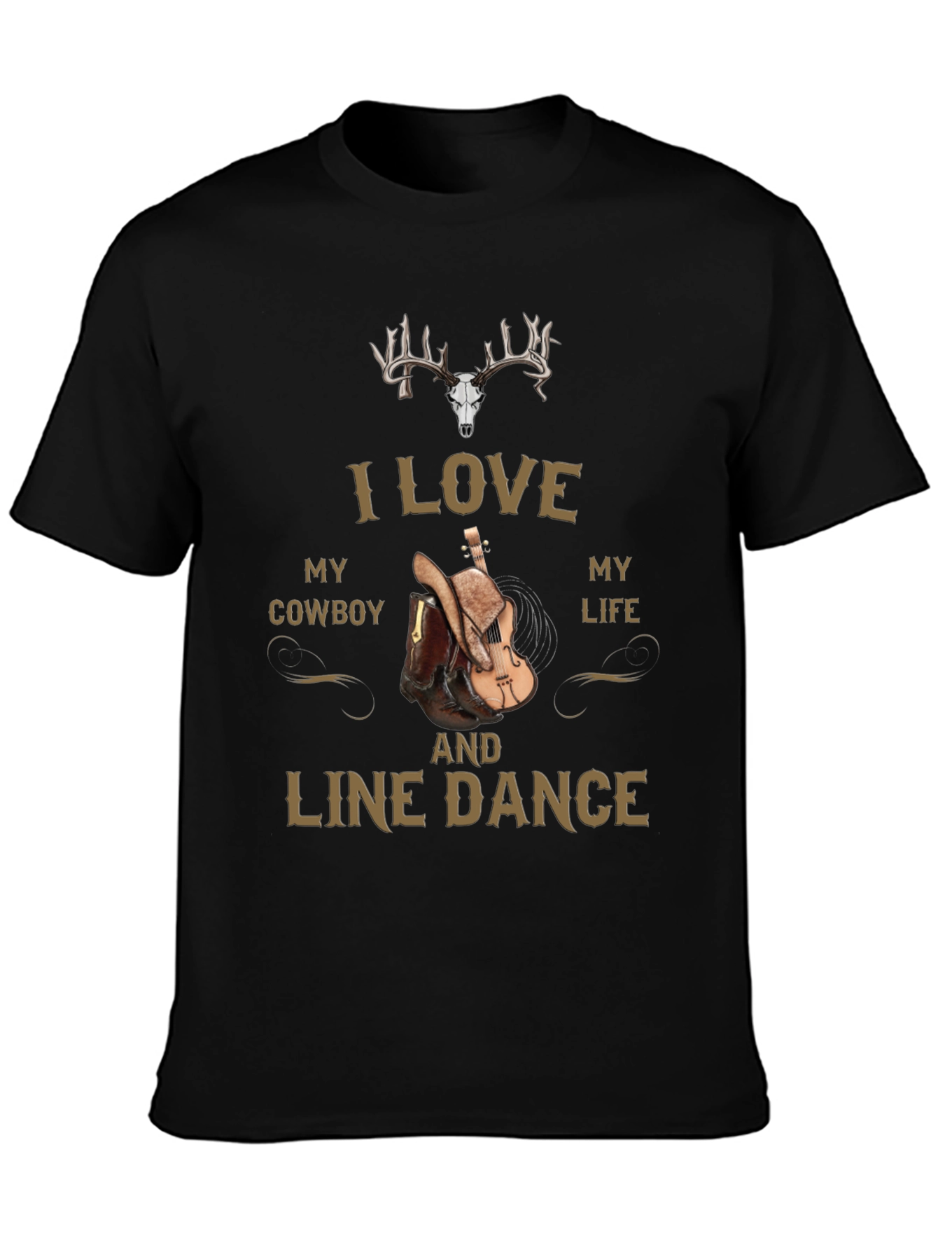 I Love My Cowboy and Line Dance Graphic Tee