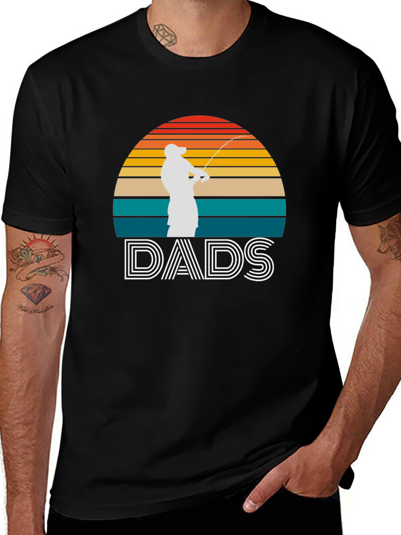 Dads Fishing Sunset Graphic Tee - Fathers Day Gift