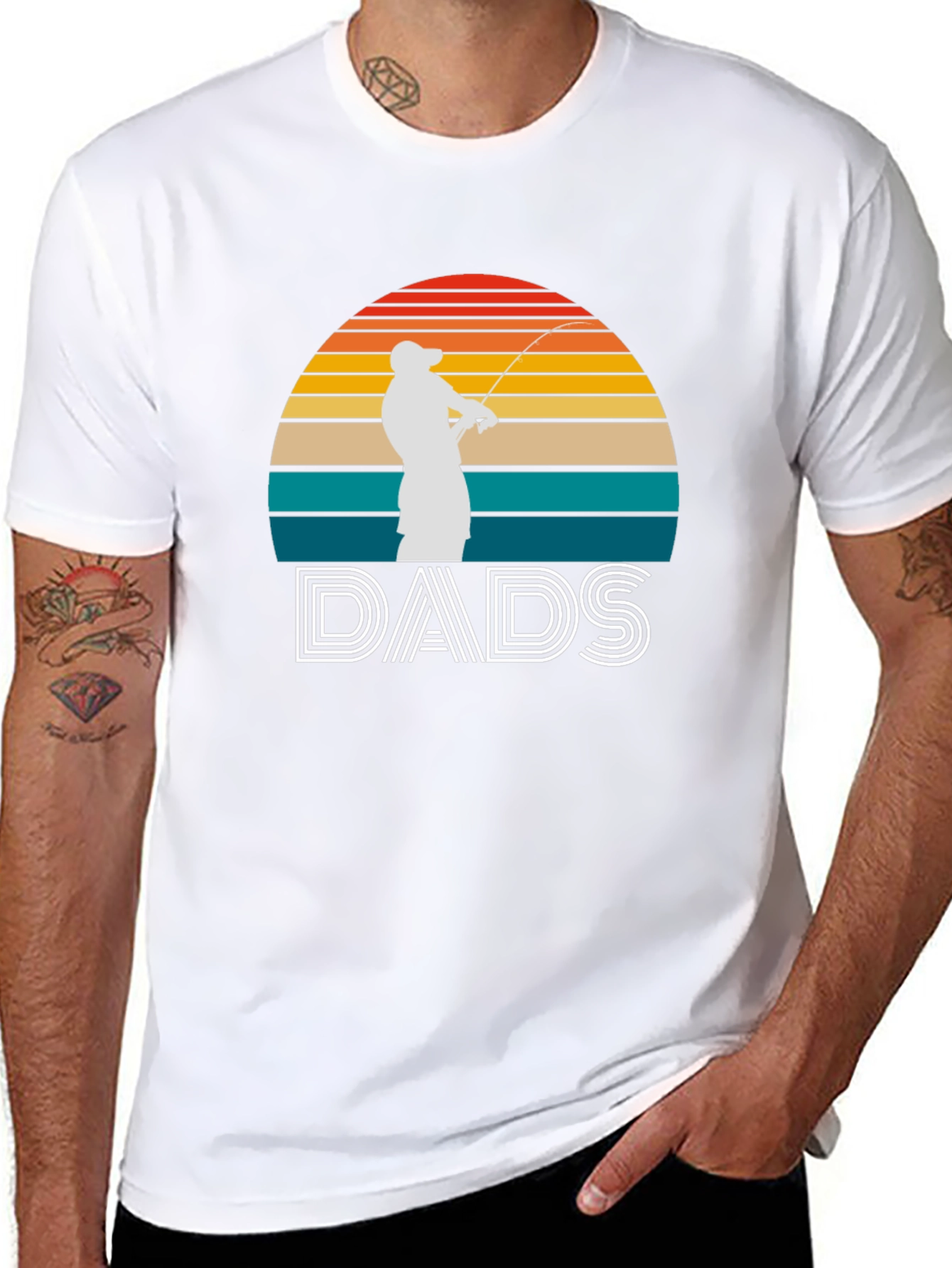 Dads Fishing Sunset Graphic Tee - Fathers Day Gift