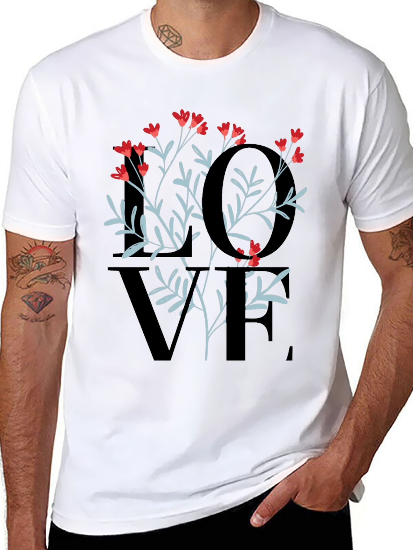 Floral LOVE Graphic Tee - Stylish Unisex Shirt