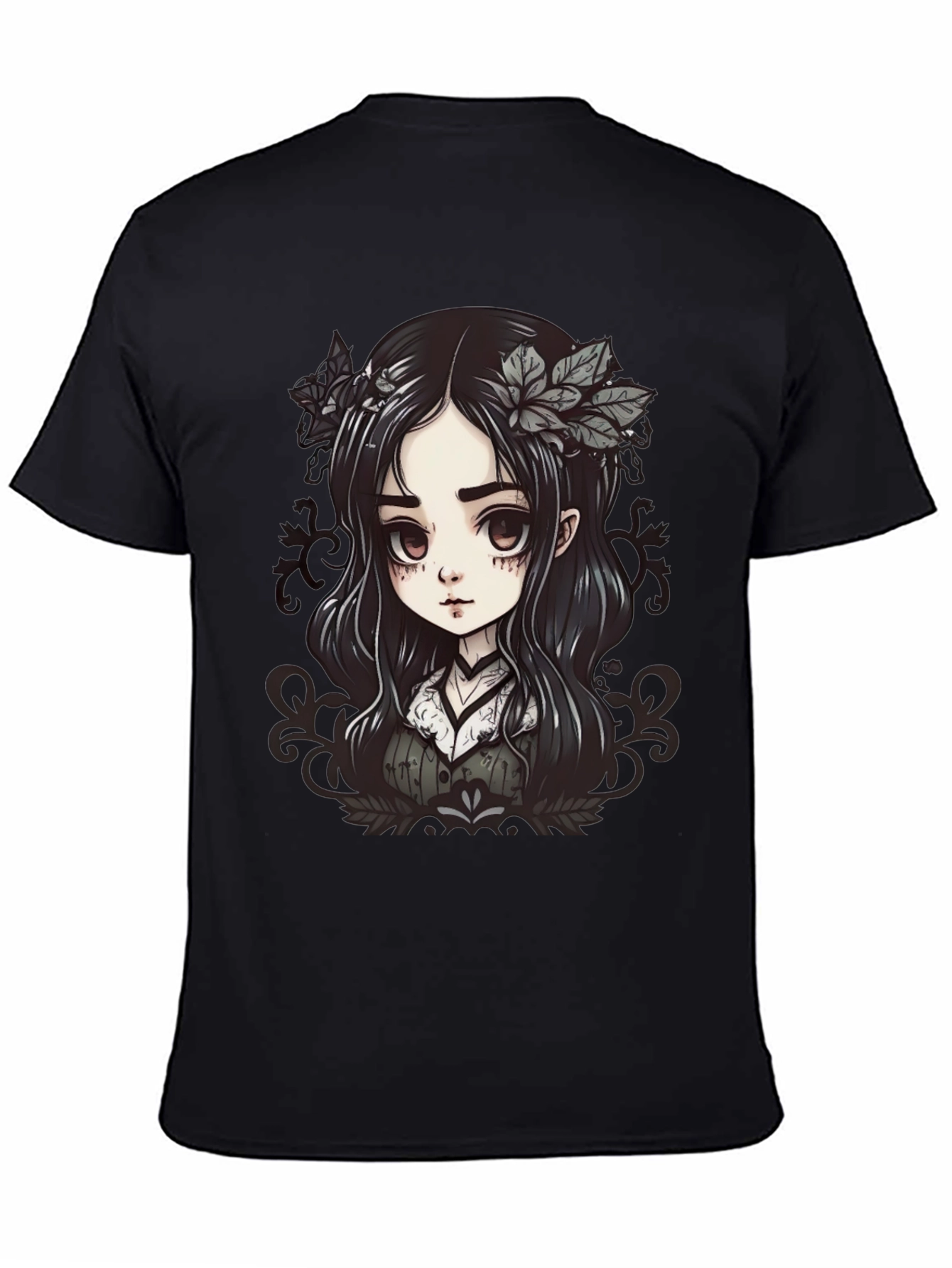 Gothic Anime Girl Graphic Black T-Shirt