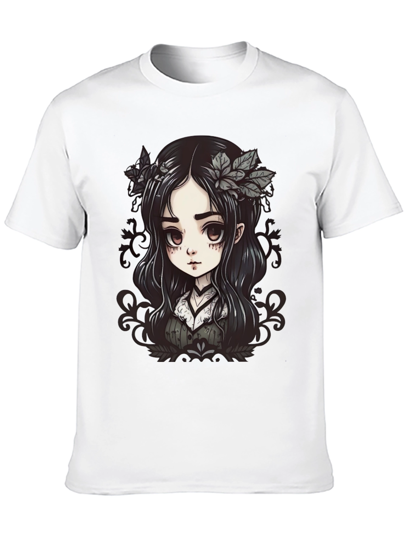 Gothic Anime Girl Graphic Black T-Shirt
