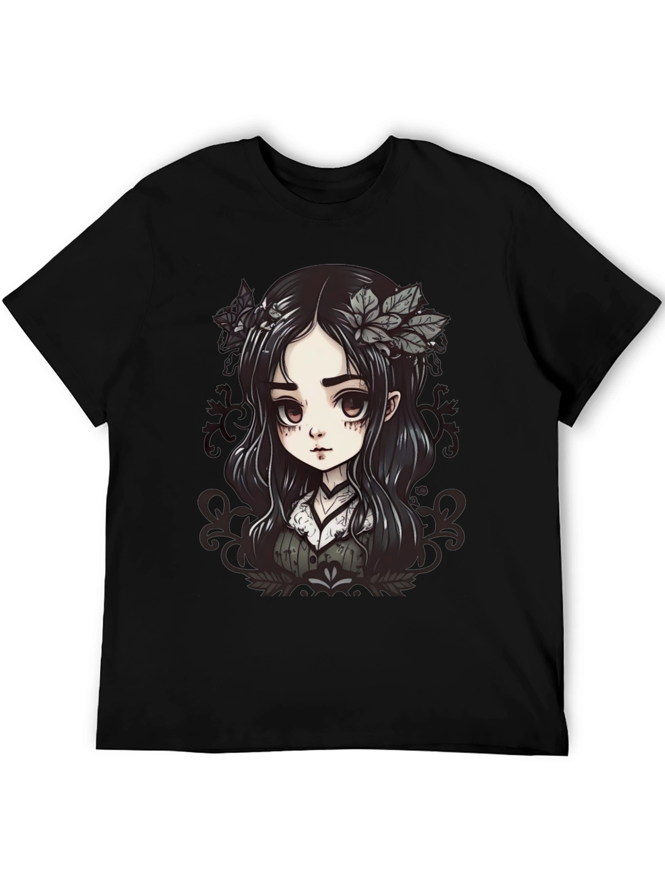 Gothic Anime Girl Graphic Black T-Shirt