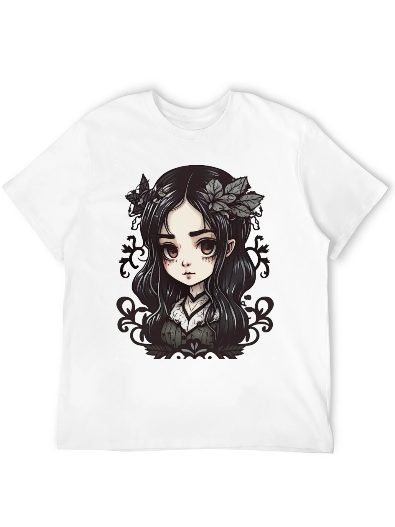 Gothic Anime Girl Graphic Black T-Shirt