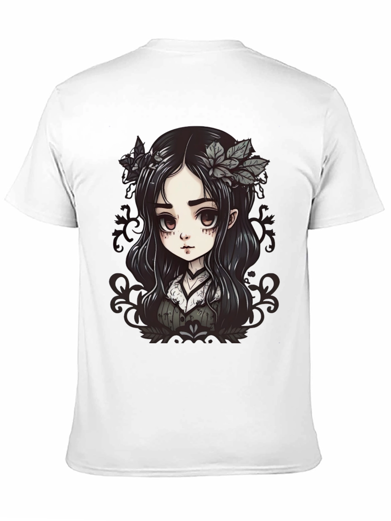 Gothic Anime Girl Graphic Black T-Shirt