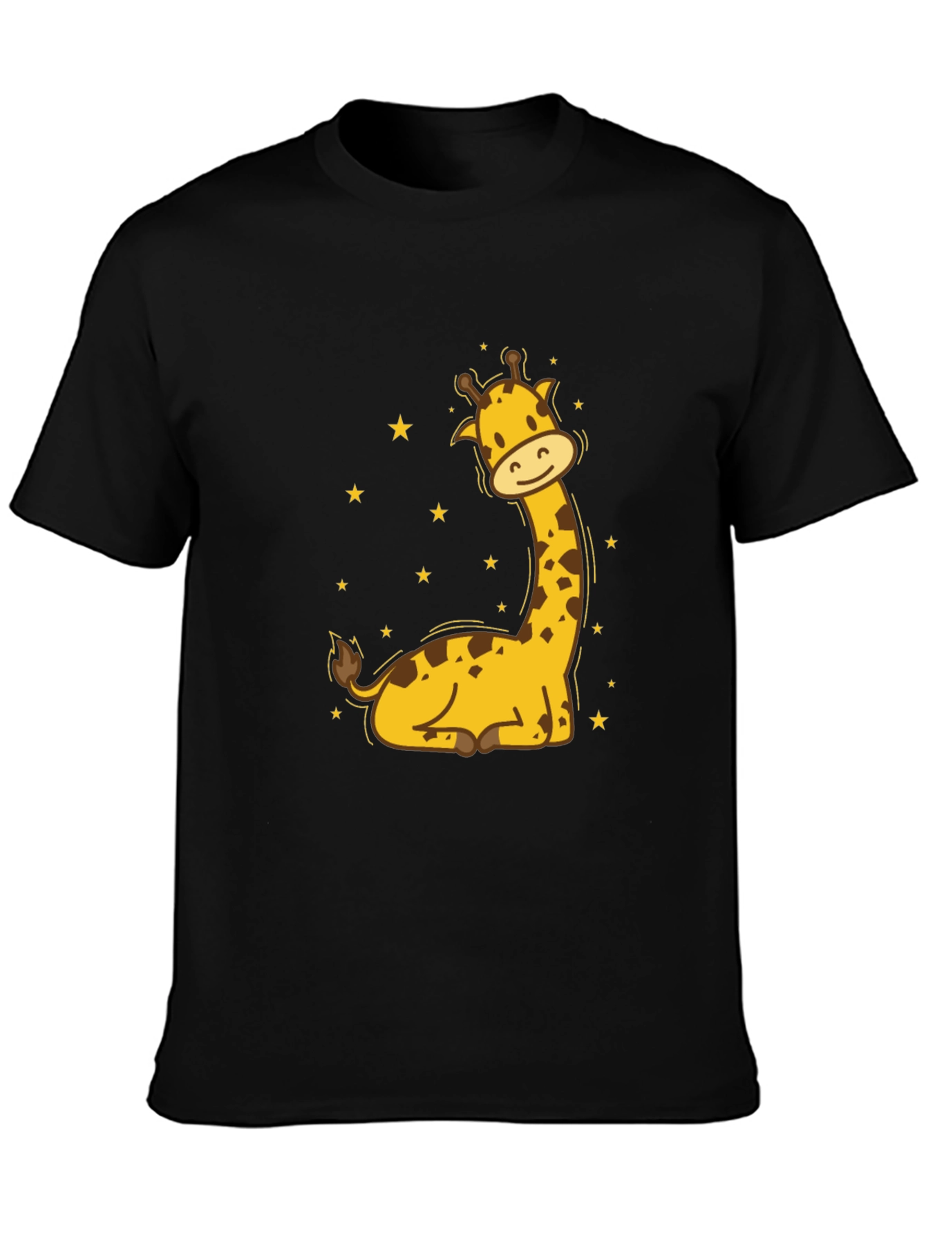 Cute Giraffe Graphic Tee - Mens Black T-Shirt