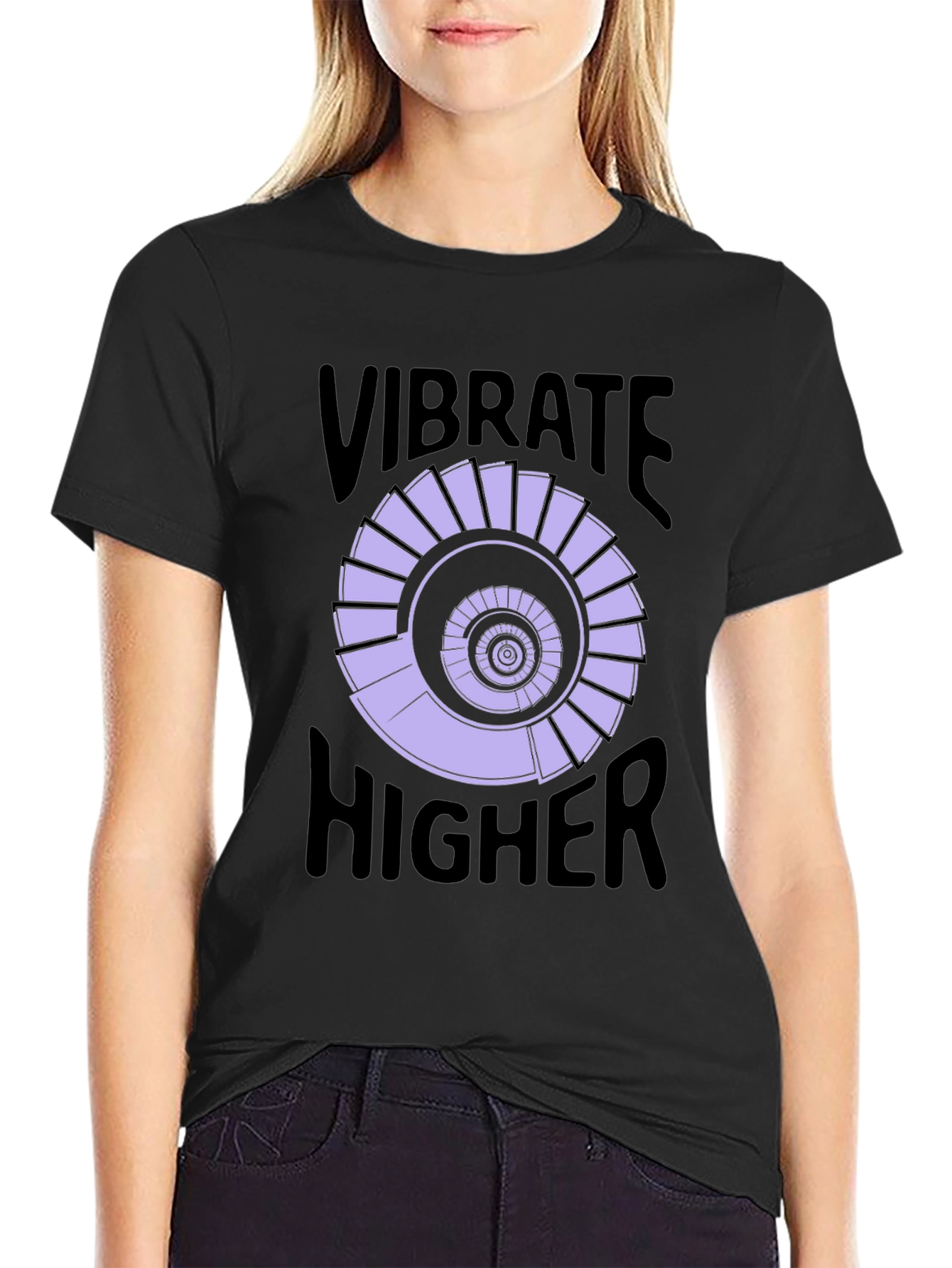 Vibrate Higher Black Graphic Tee Shirt