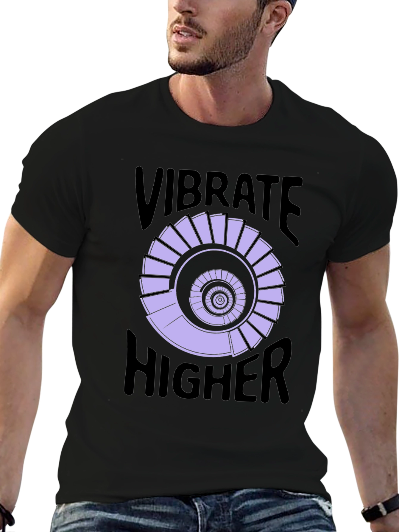 Vibrate Higher Black Graphic Tee Shirt