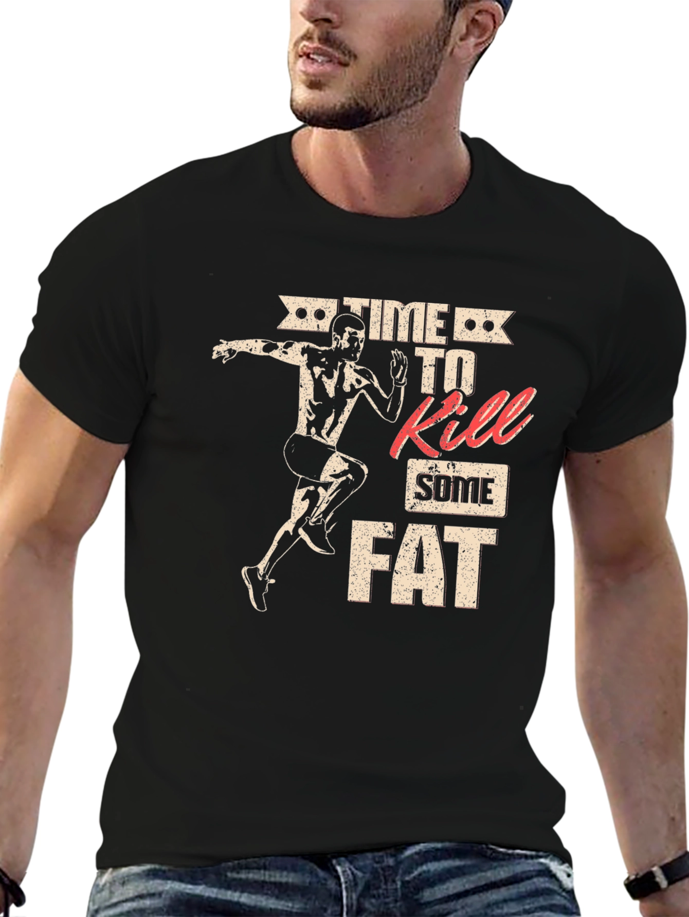 Time to Kill Some Fat Black Graphic Tee
