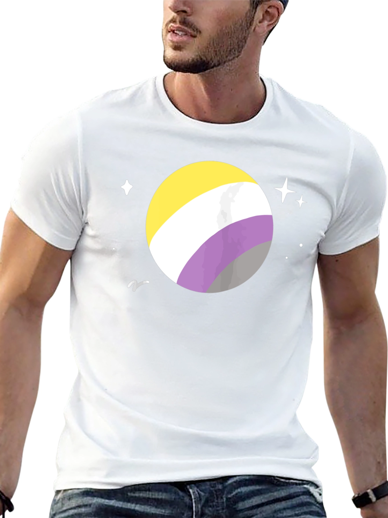 Nonbinary Pride Space T-Shirt - Black Cotton