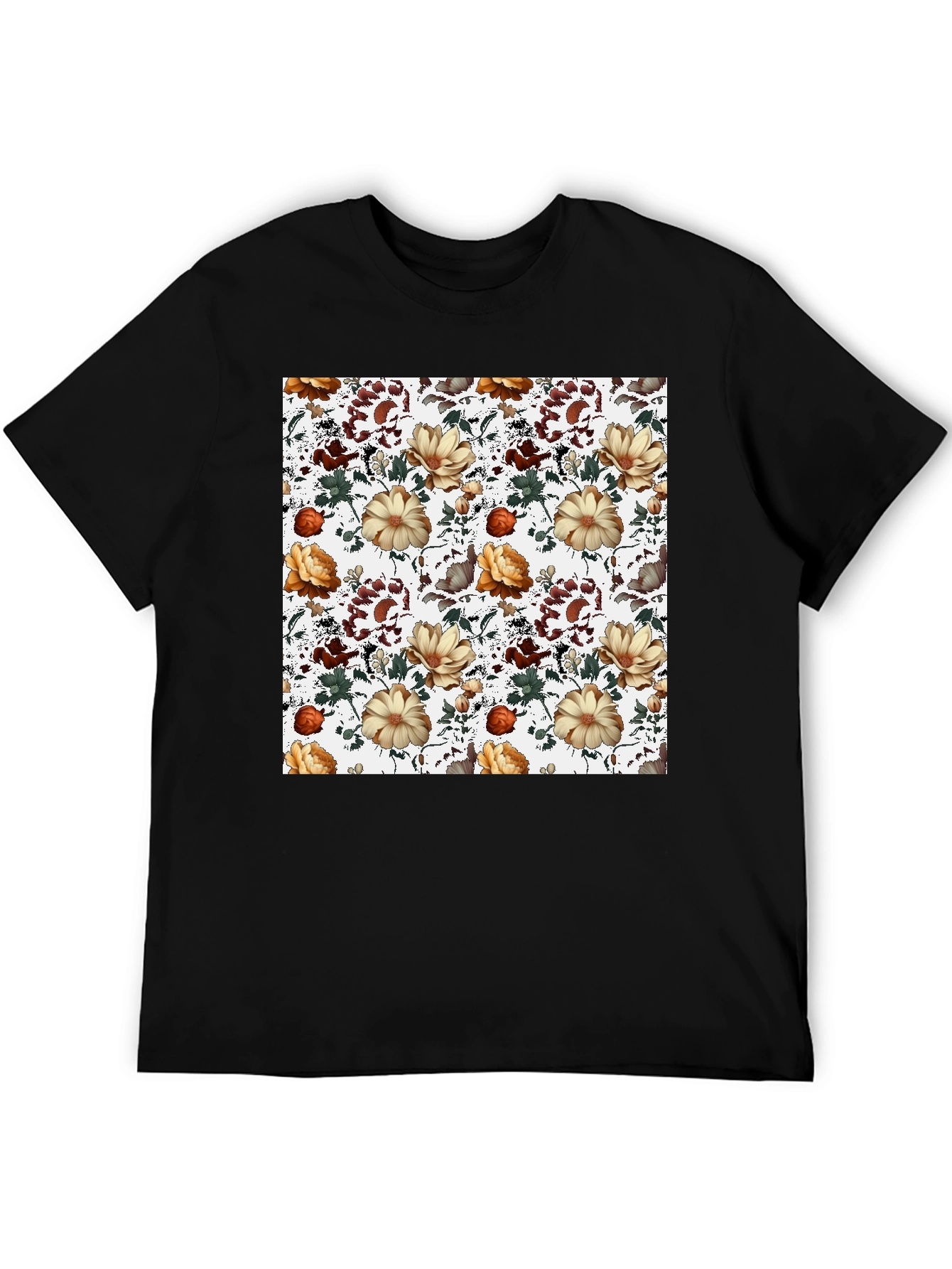 Floral Pattern Print Crew Neck T-Shirt