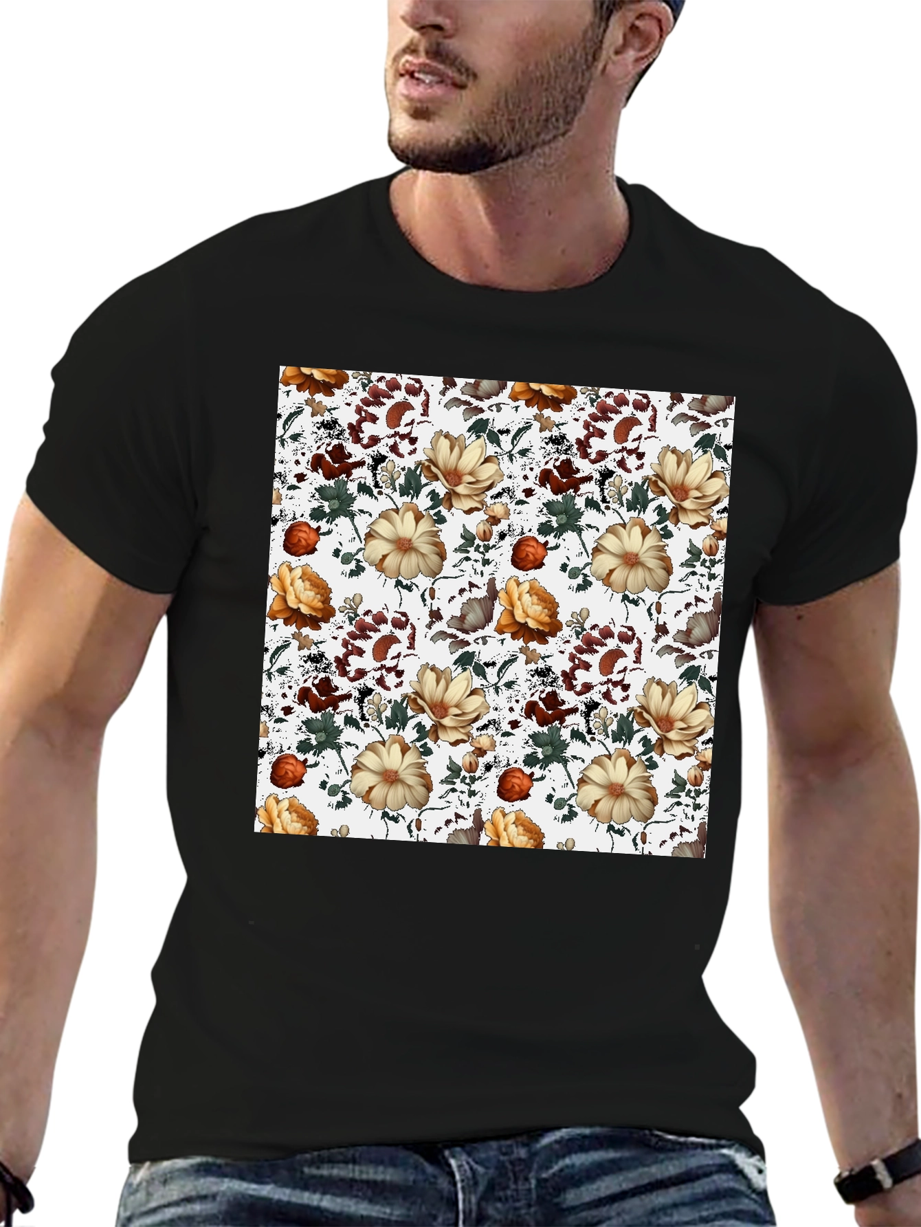Floral Pattern Print Crew Neck T-Shirt