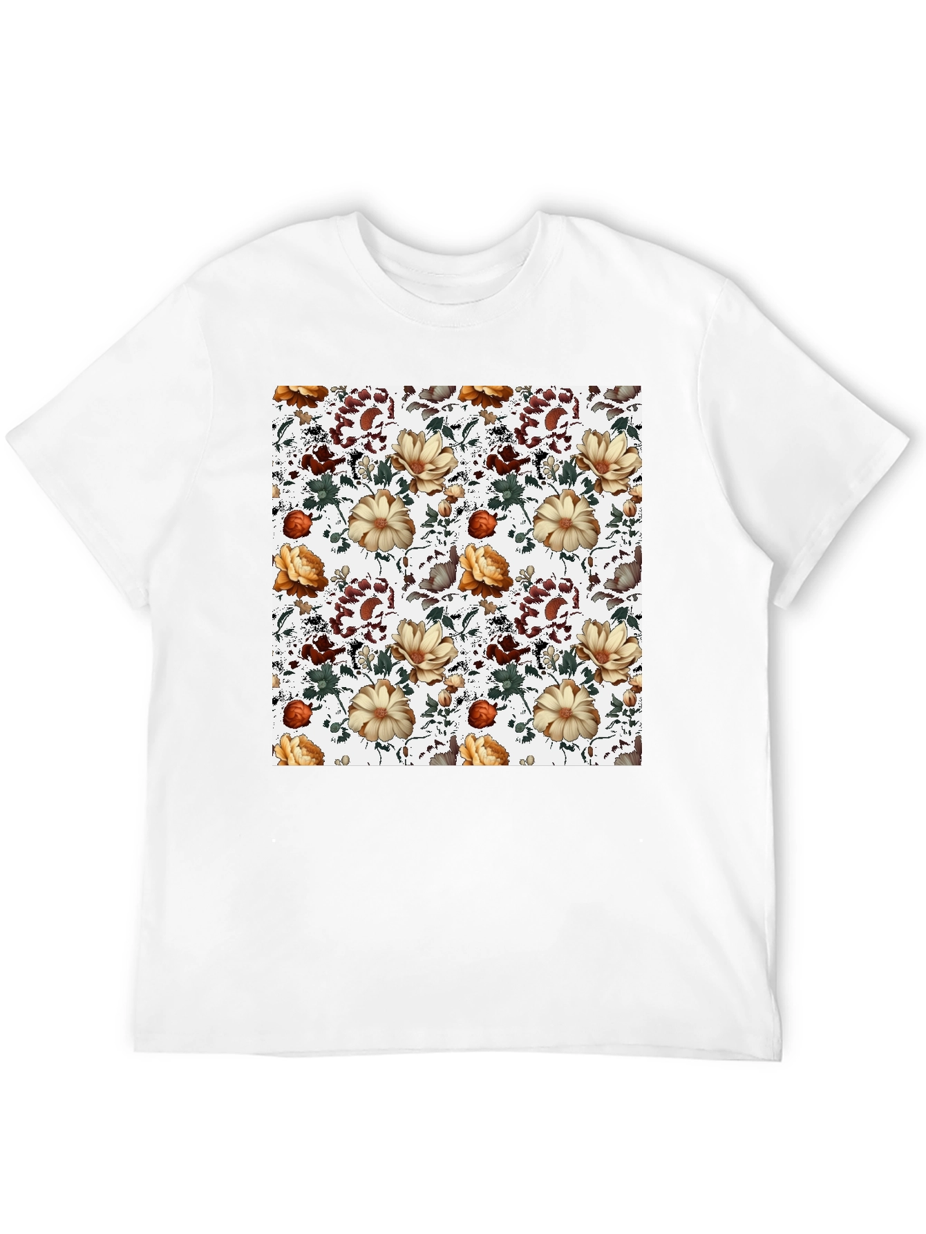 Floral Pattern Print Crew Neck T-Shirt
