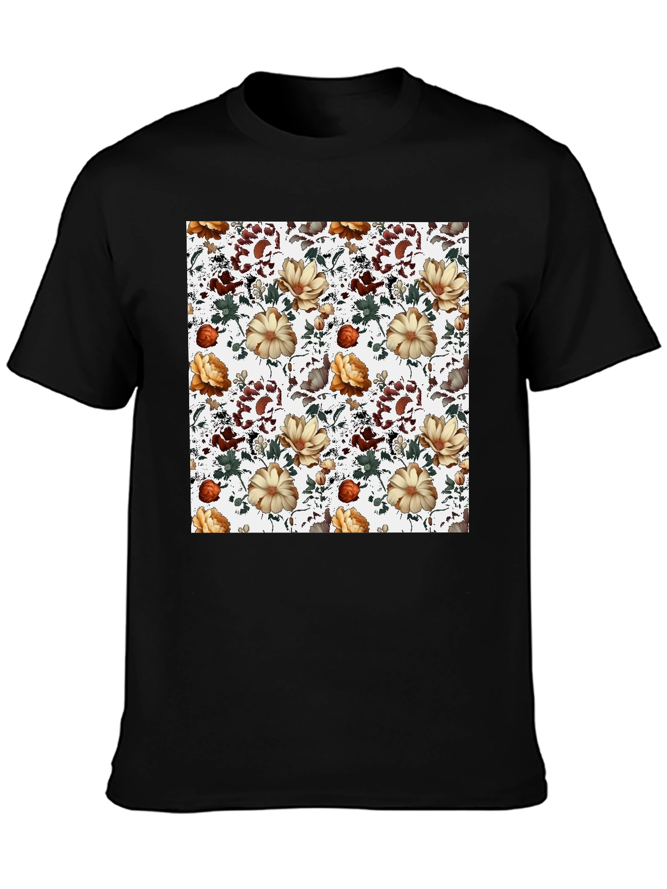 Floral Pattern Print Crew Neck T-Shirt