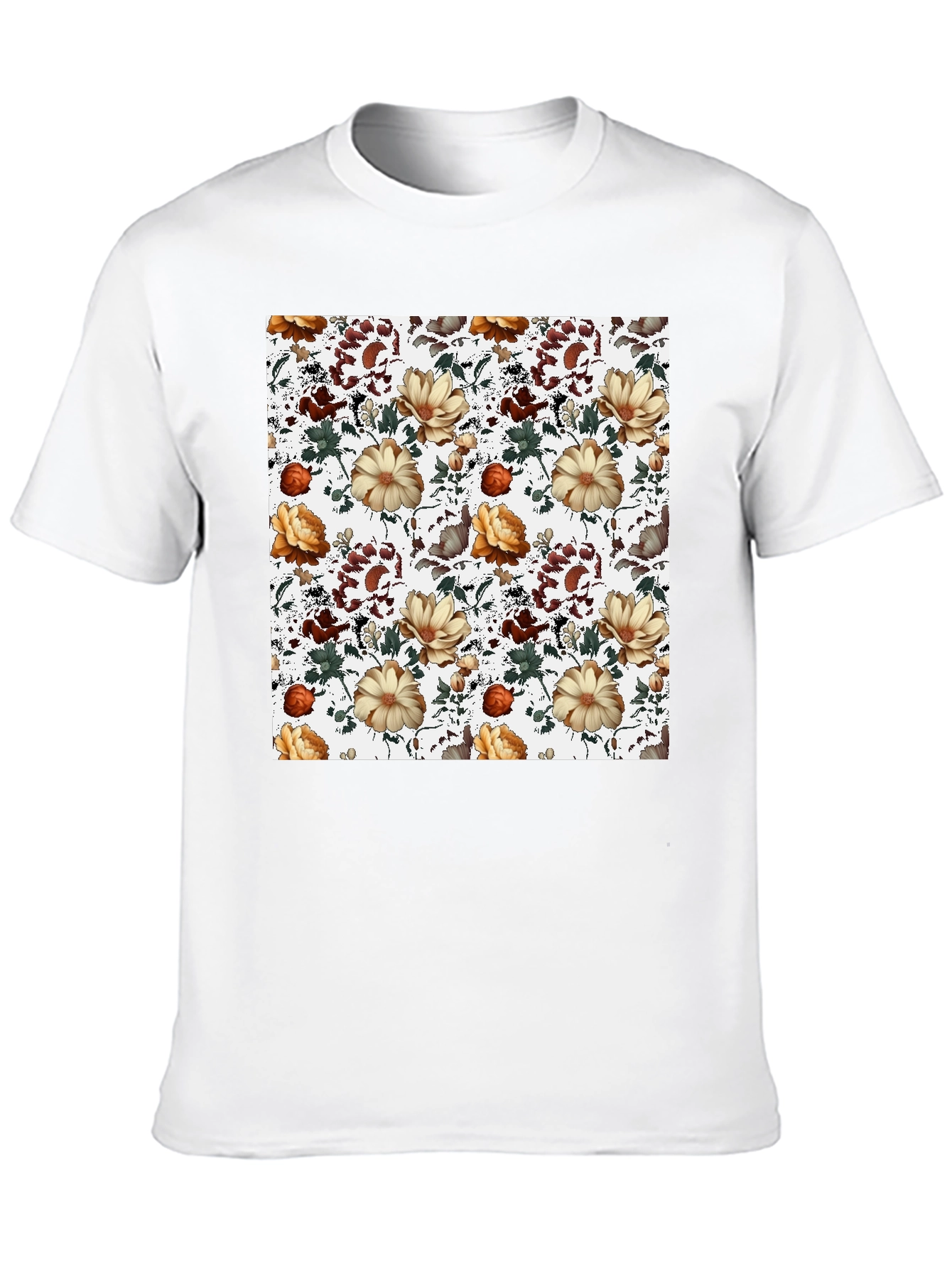 Floral Pattern Print Crew Neck T-Shirt