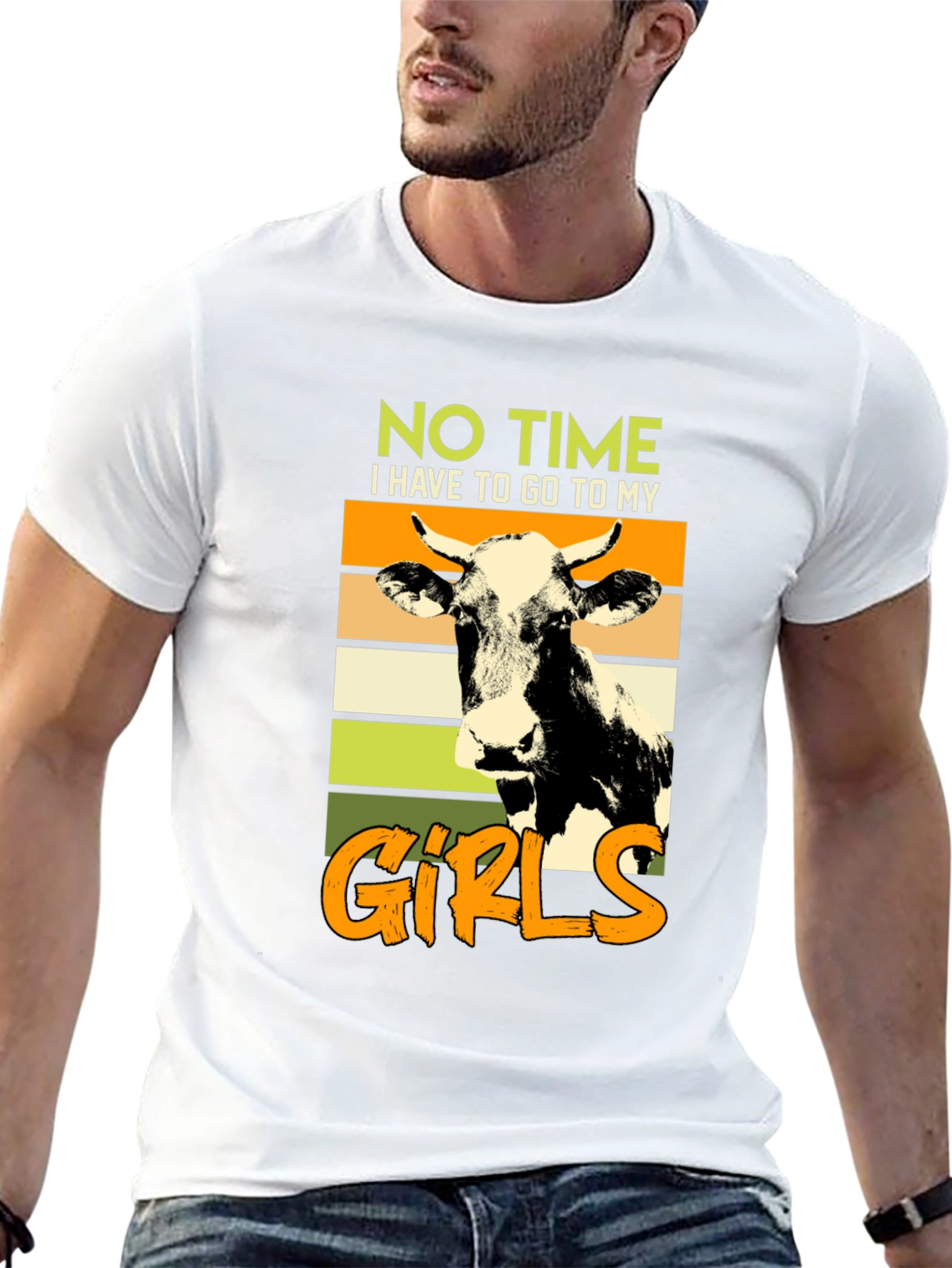 No Time Gotta See My Girls Cow Graphic Tee
