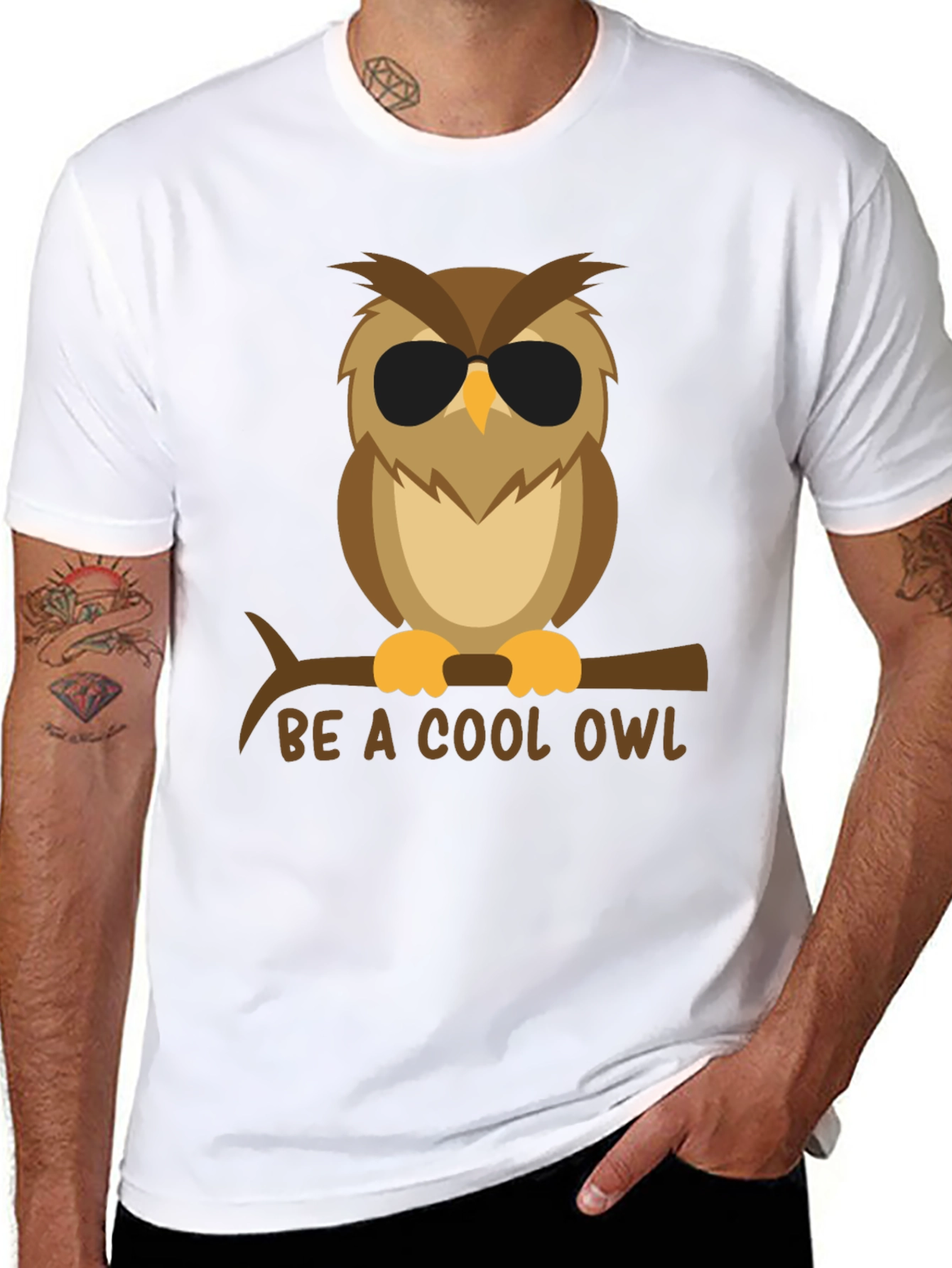 Cool Owl Graphic Tee - Black T-Shirt
