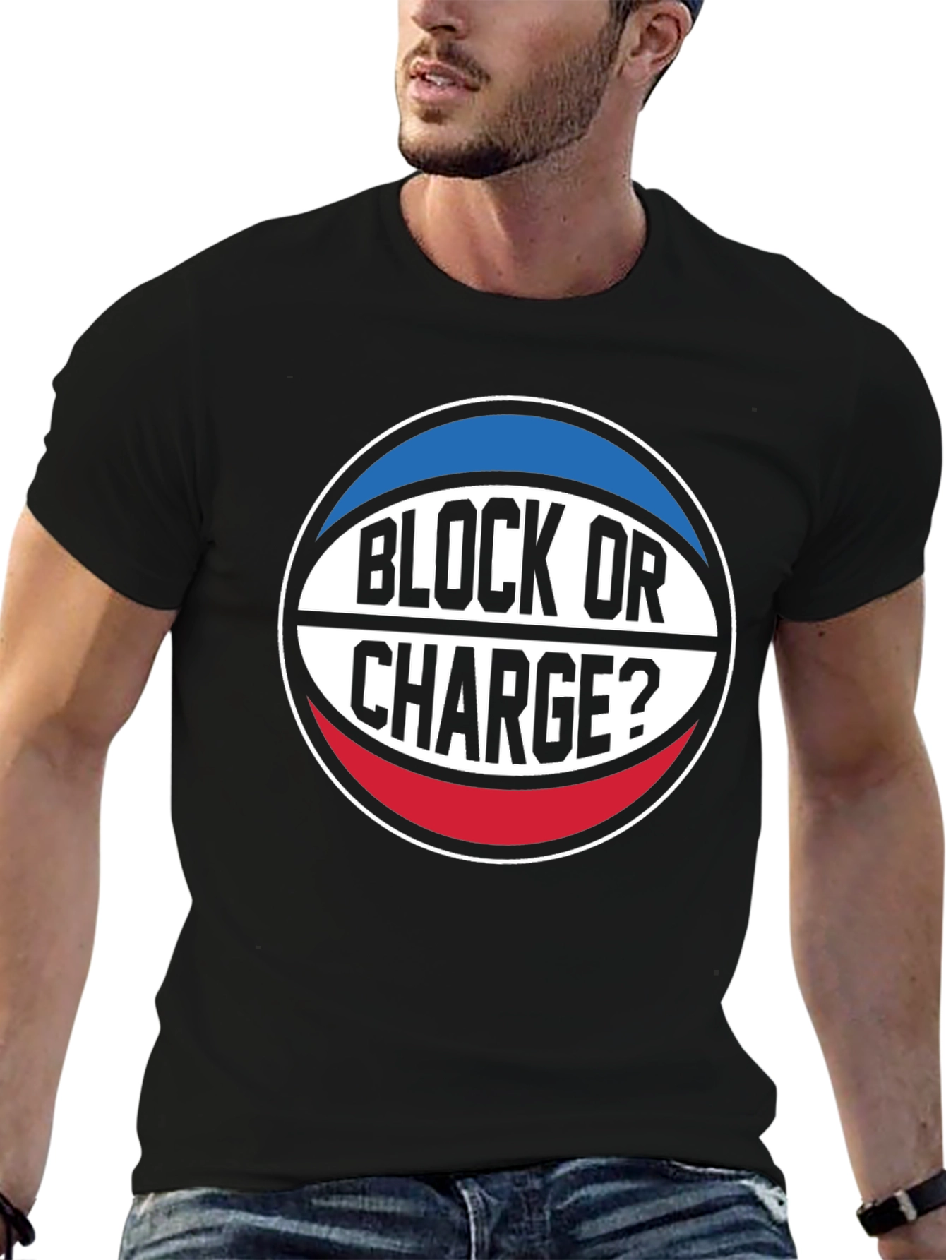 Block or Charge? Basketball T-Shirt