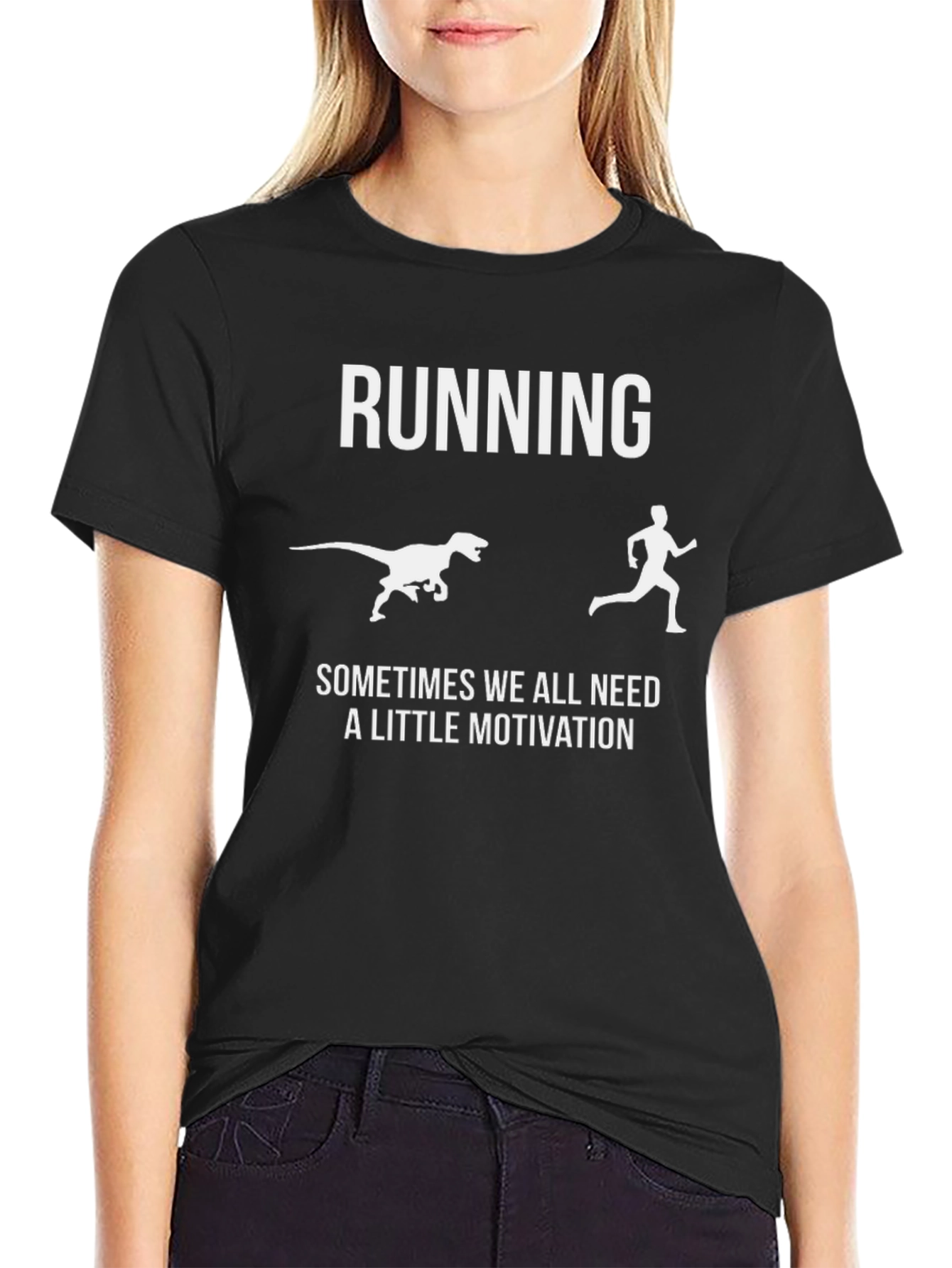 Running Dinosaur Chaser Funny T-Shirt