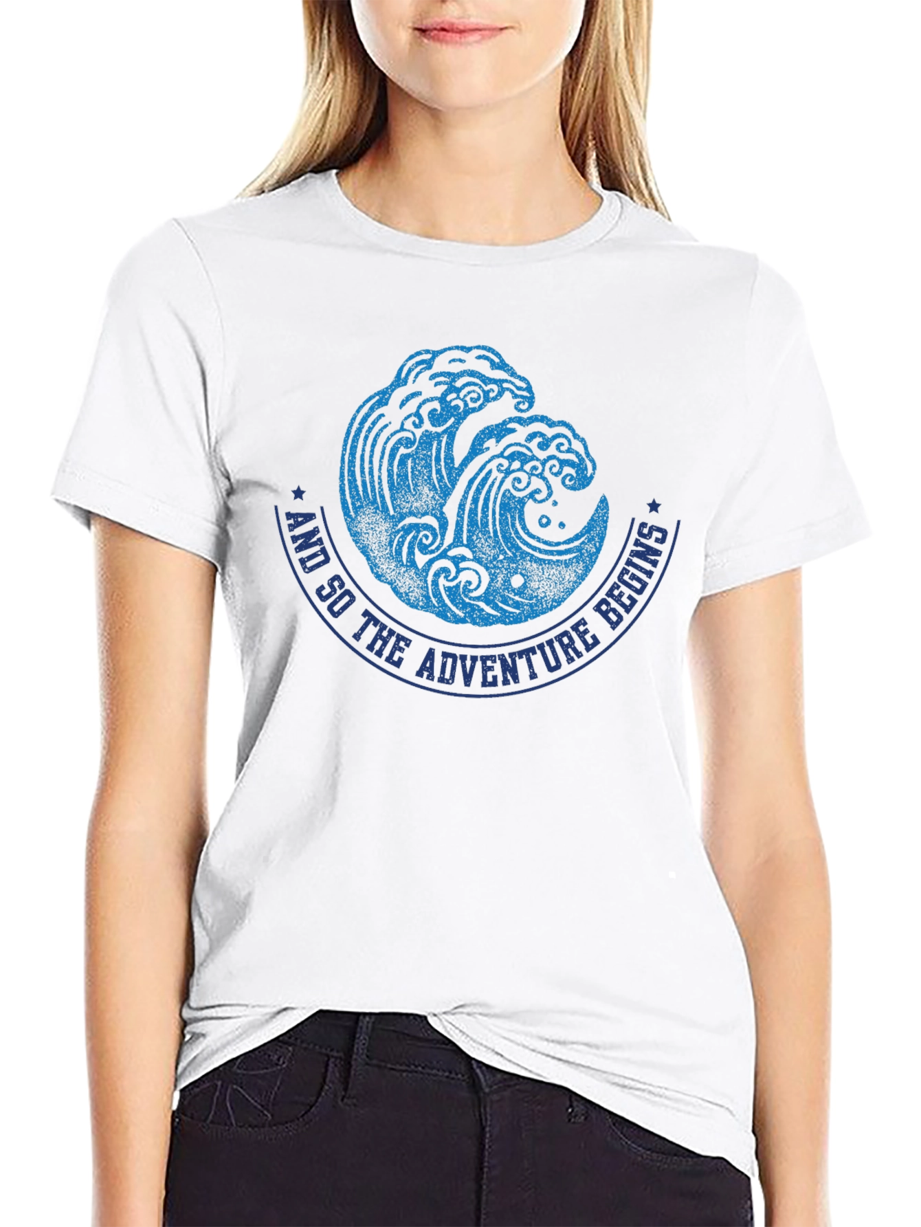 Adventure Begins Wave Graphic Tee - Black