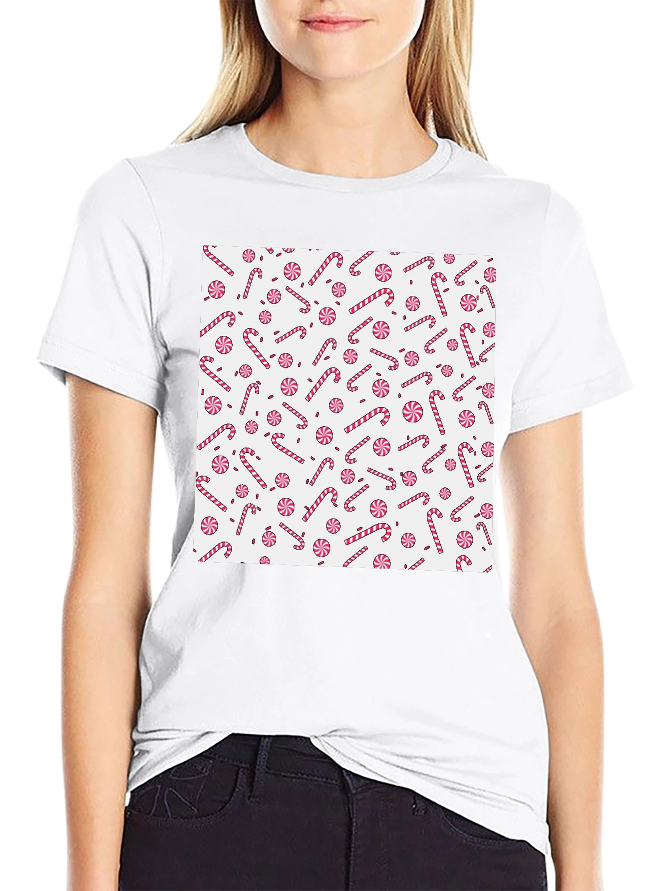 Festive Candy Cane Patterned T-Shirt