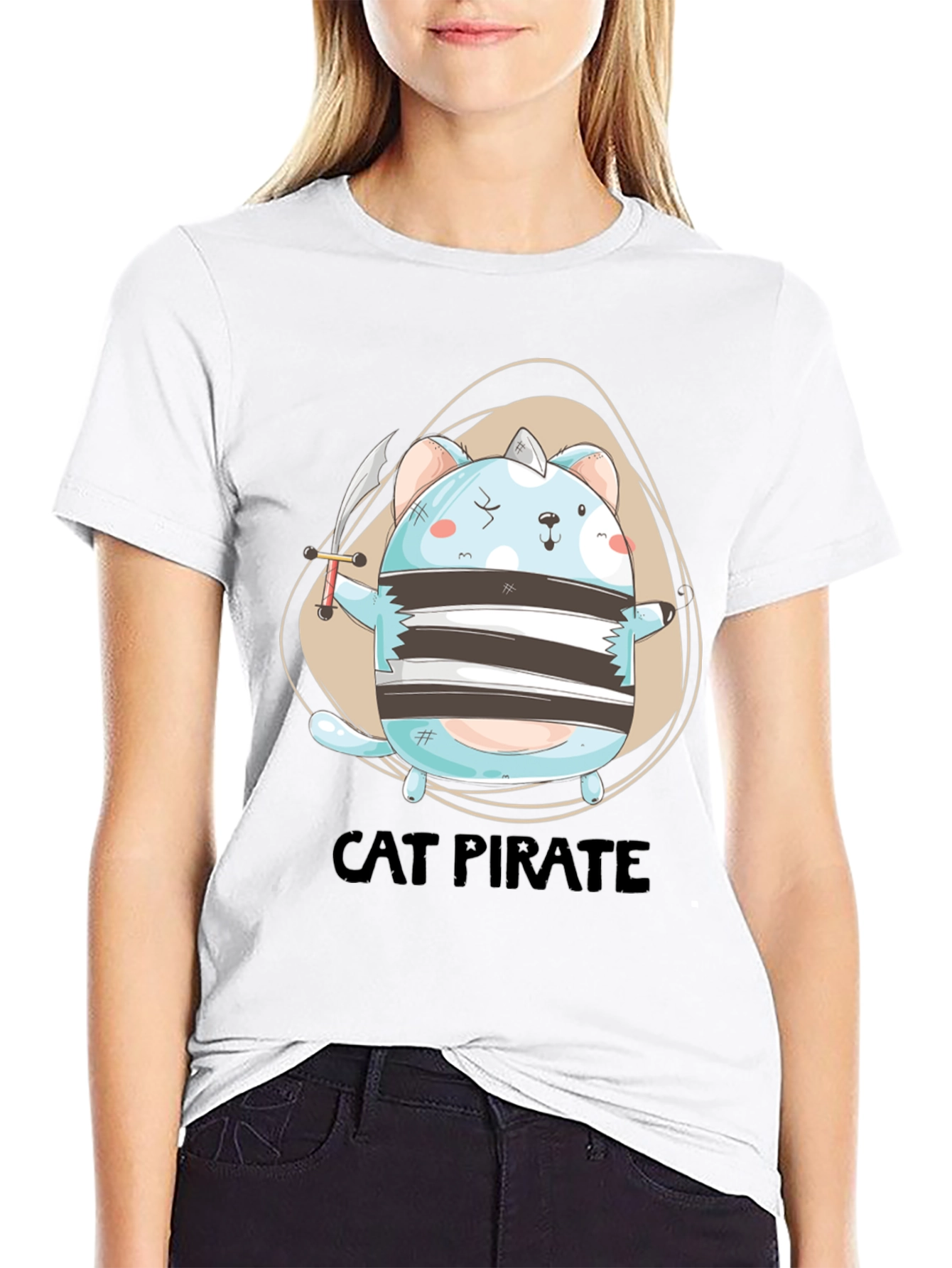 Cat Pirate Graphic Tee