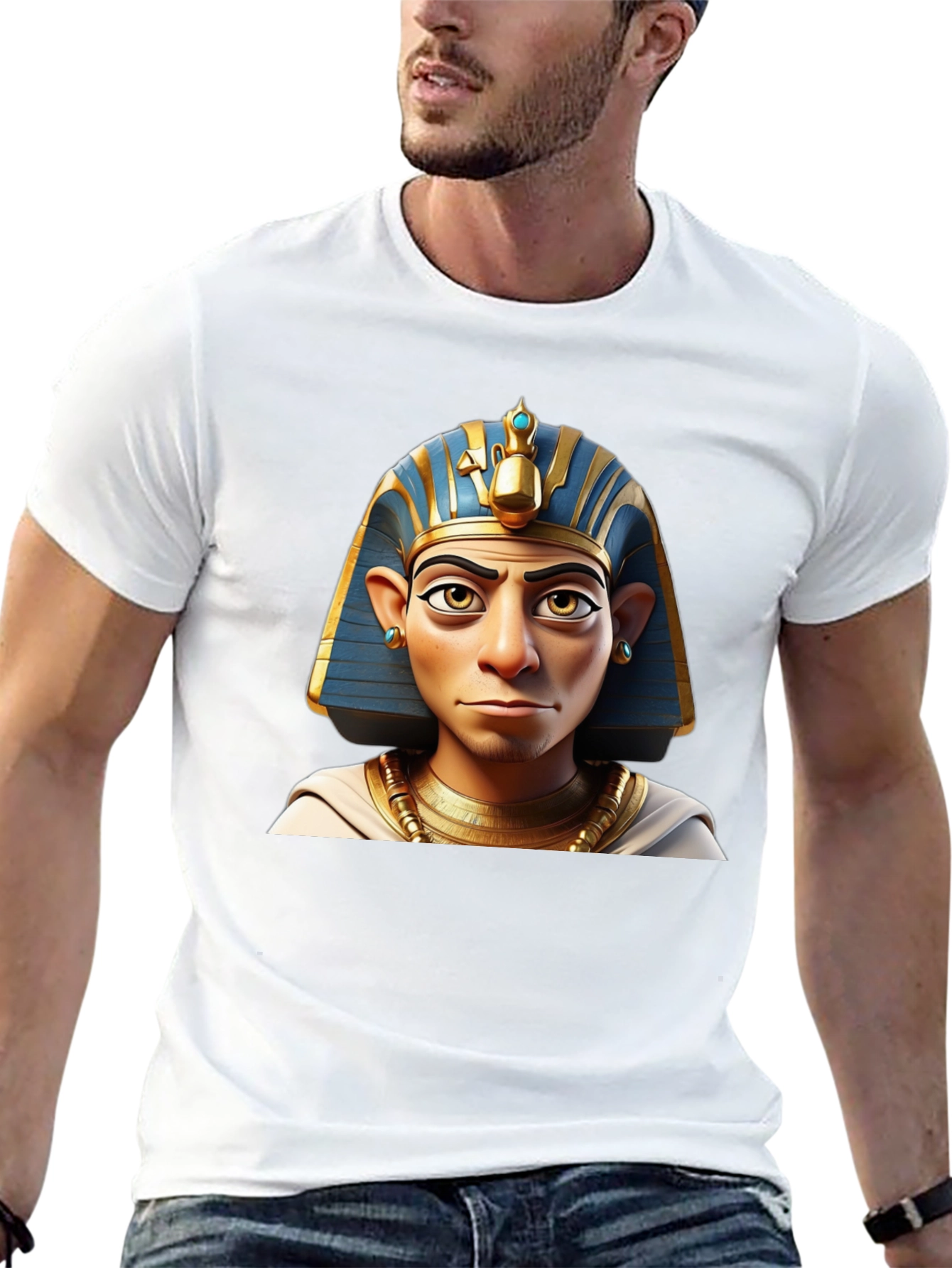 Pharaoh Cartoon Print Black T-Shirt