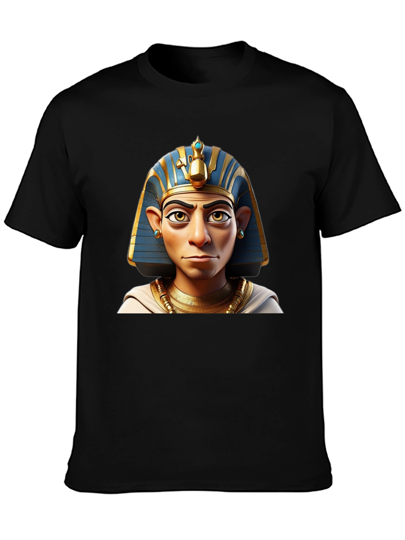 Pharaoh Cartoon Print Black T-Shirt