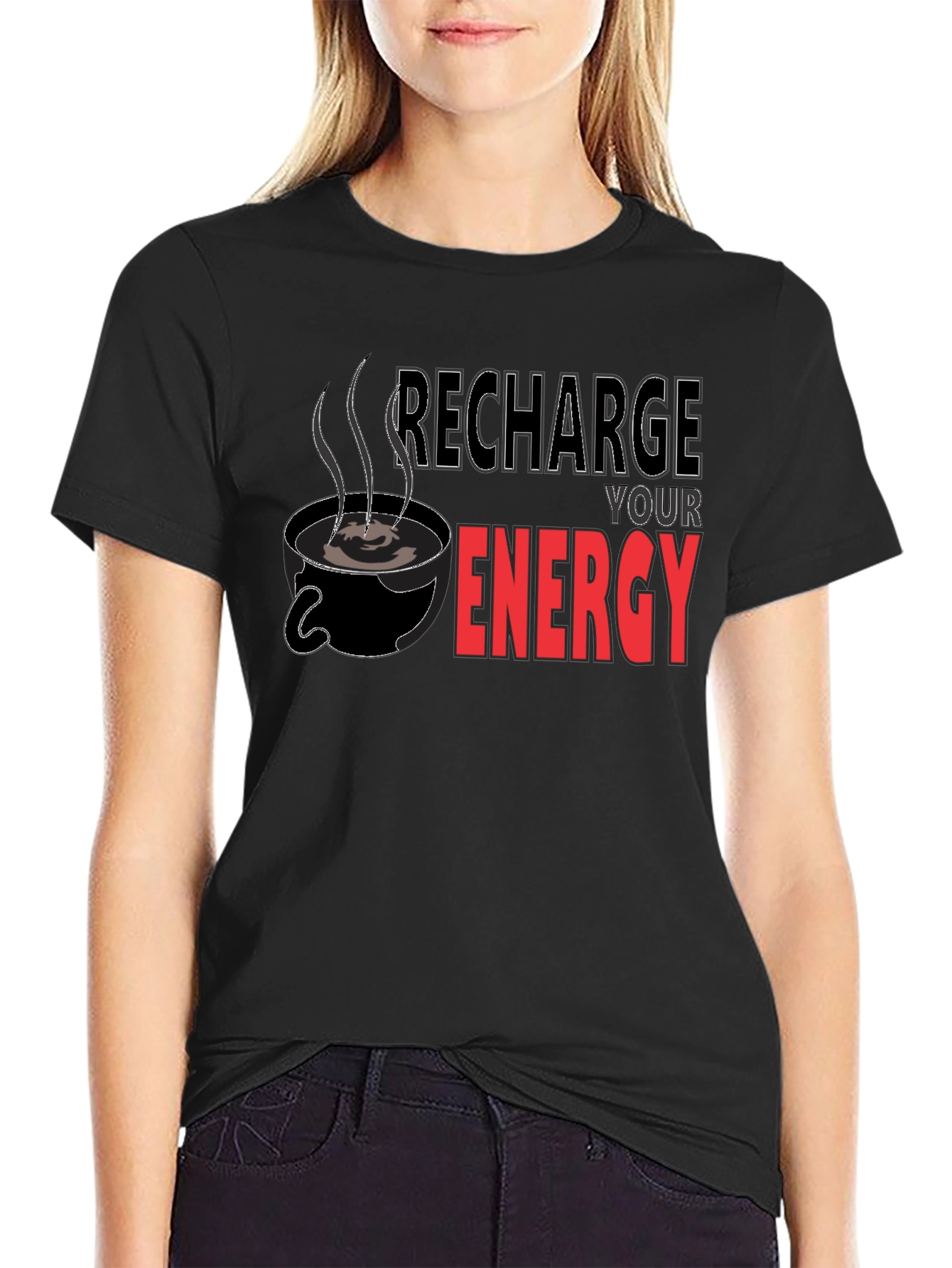 Recharge Your Energy Black T-Shirt
