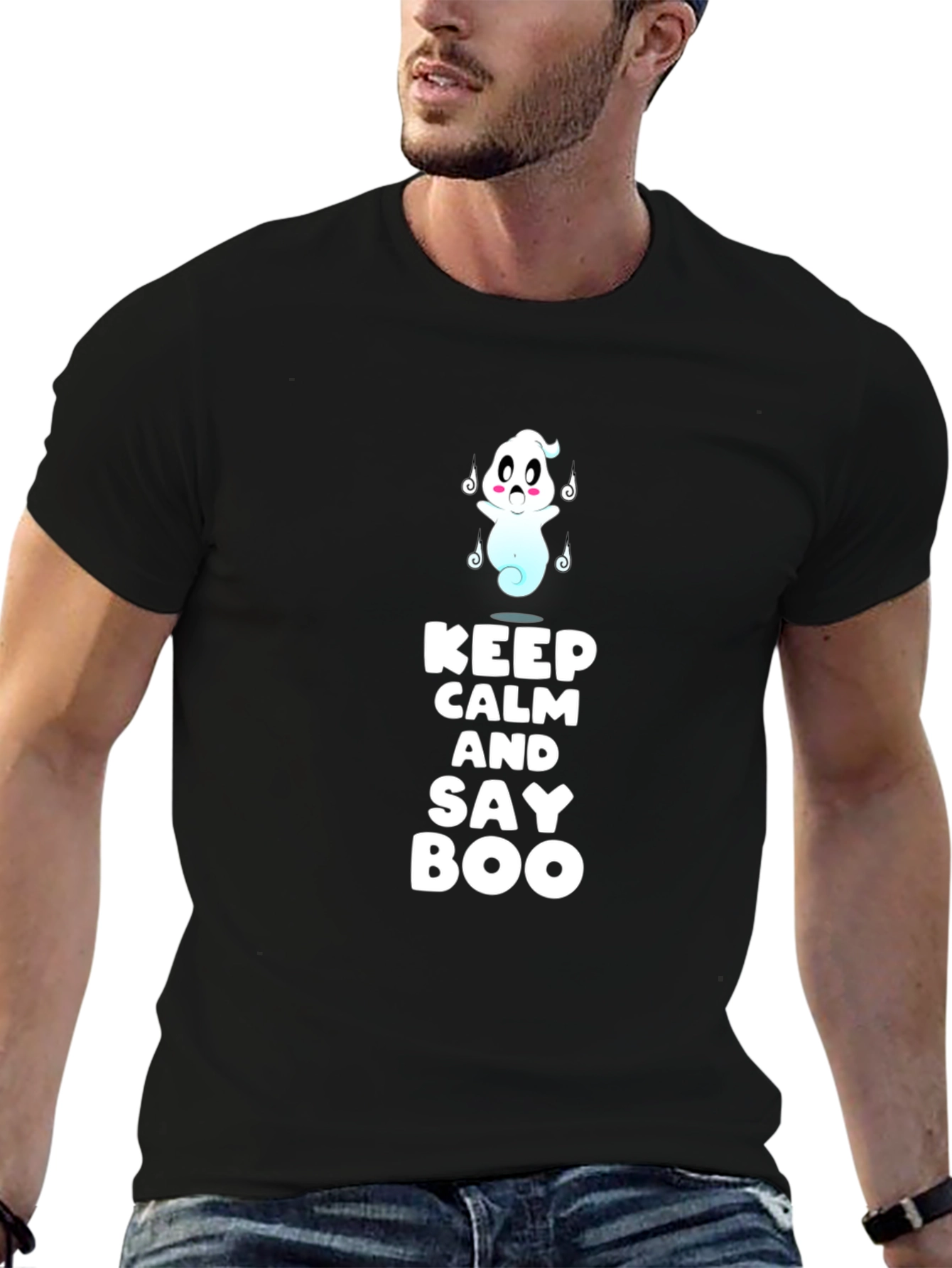 Keep Calm and Say Boo Ghost Graphic Tee