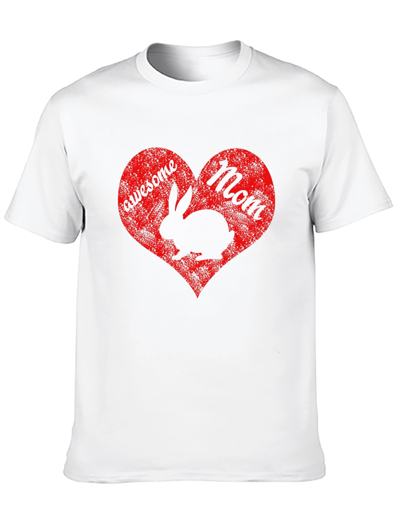 Awesome Mom Rabbit Heart Graphic T-Shirt