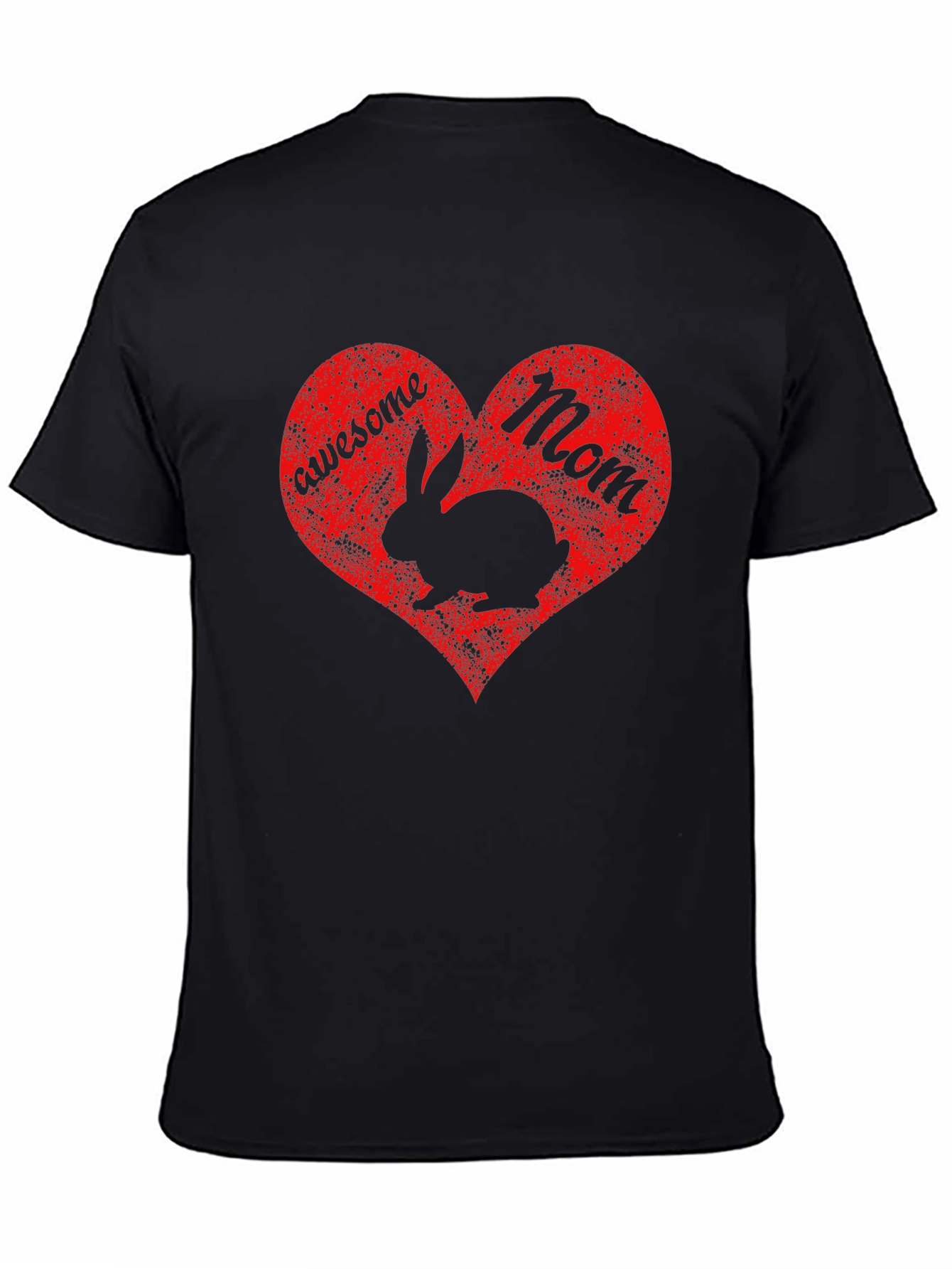 Awesome Mom Rabbit Heart Graphic T-Shirt