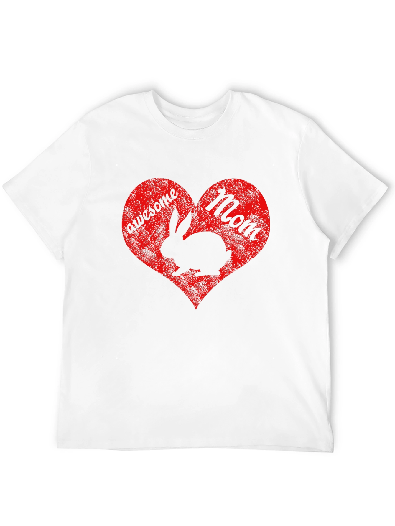Awesome Mom Rabbit Heart Graphic T-Shirt