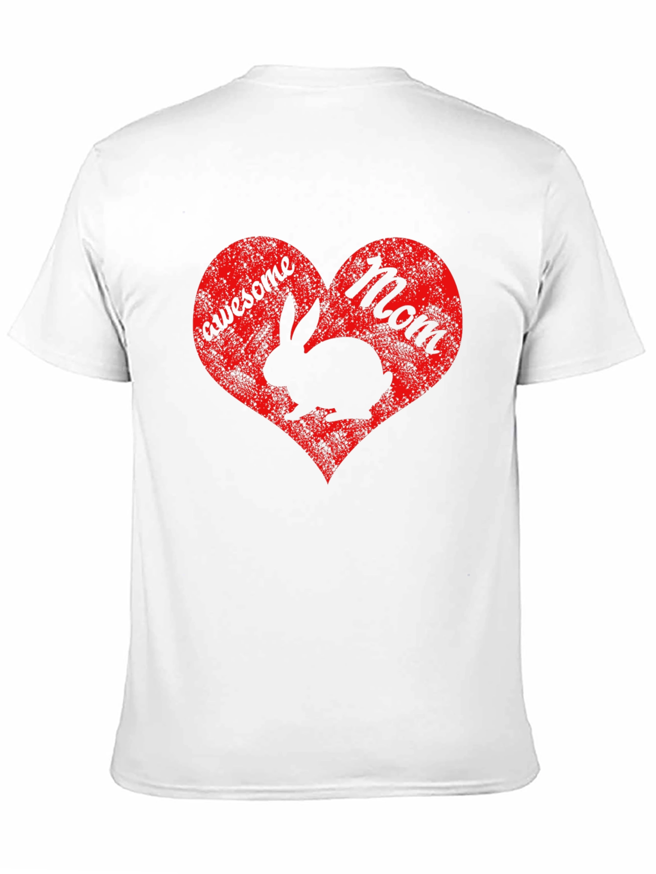Awesome Mom Rabbit Heart Graphic T-Shirt