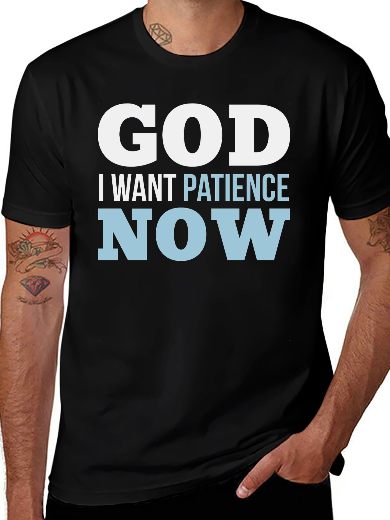 God I Want Patience Now T-Shirt Funny Religious Tee